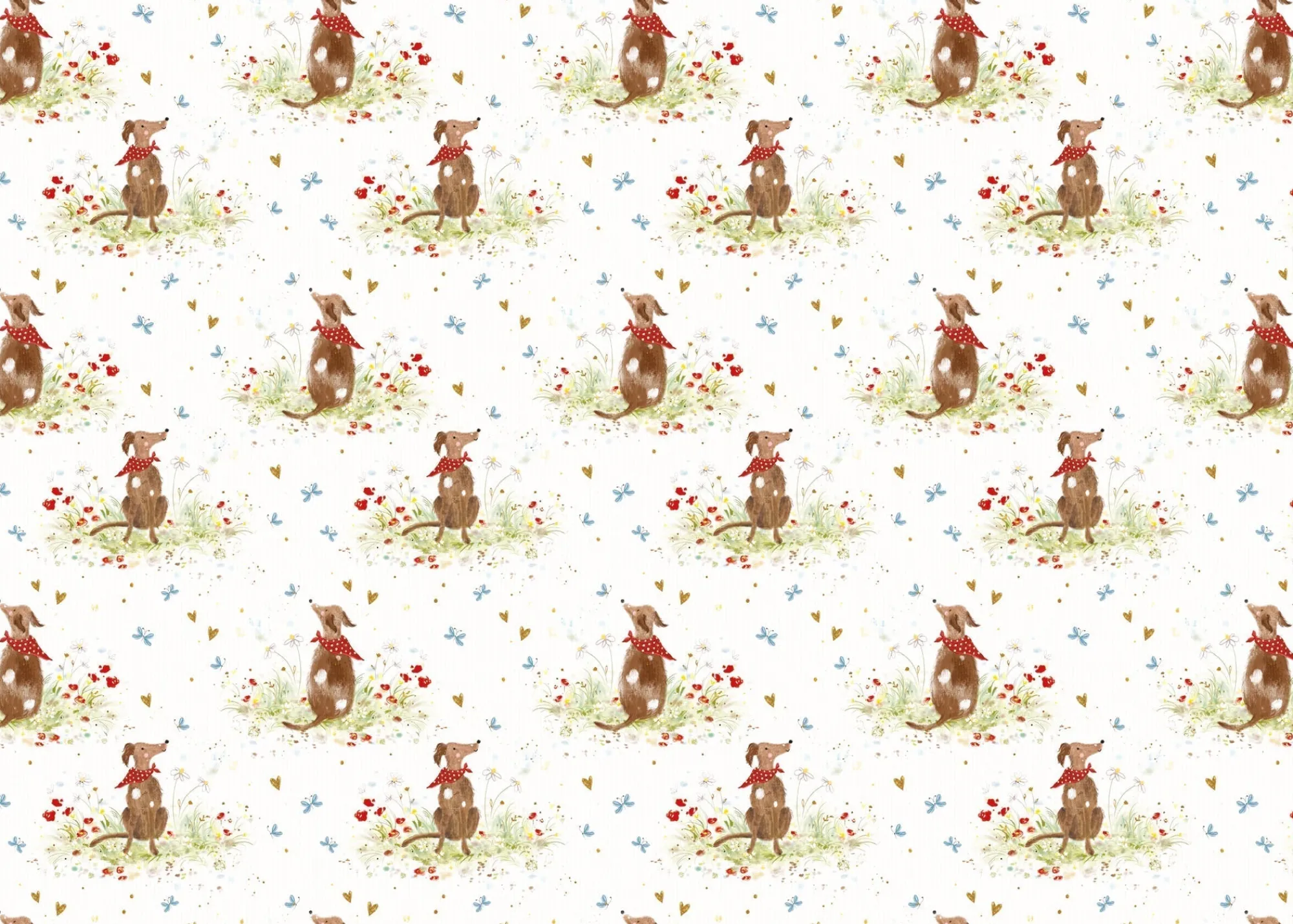 Gift Wrap|Birthday*Whistlefish Dog & Butterflies Wrapping Paper