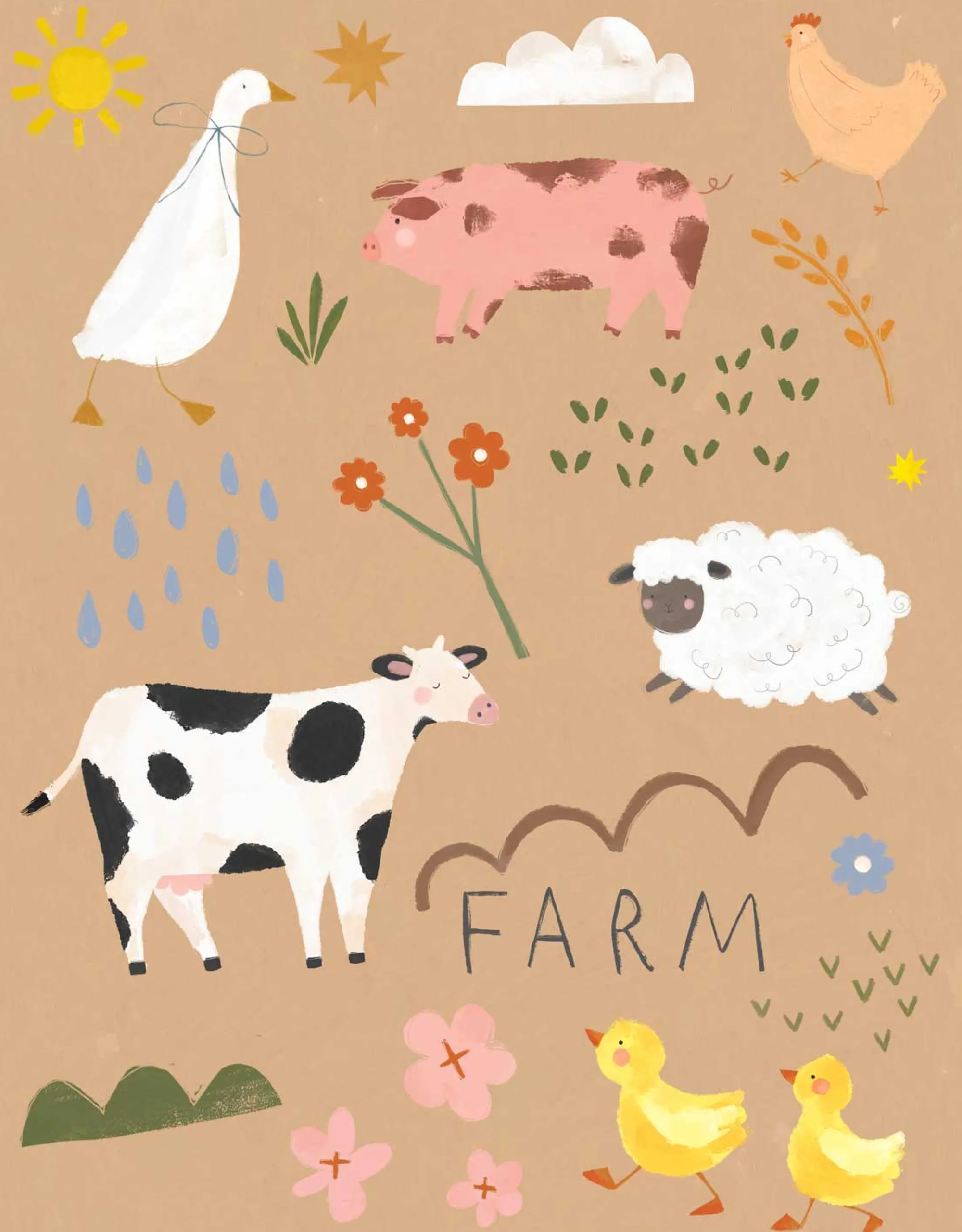 Unframed Prints*Whistlefish Down on the Farm Medium Art Print