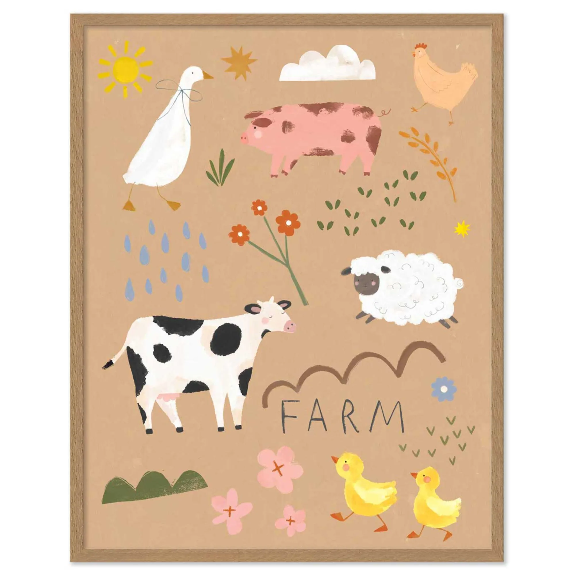 Wild Wonders|Floral & Flowers*Whistlefish Down on the Farm Medium Framed Print