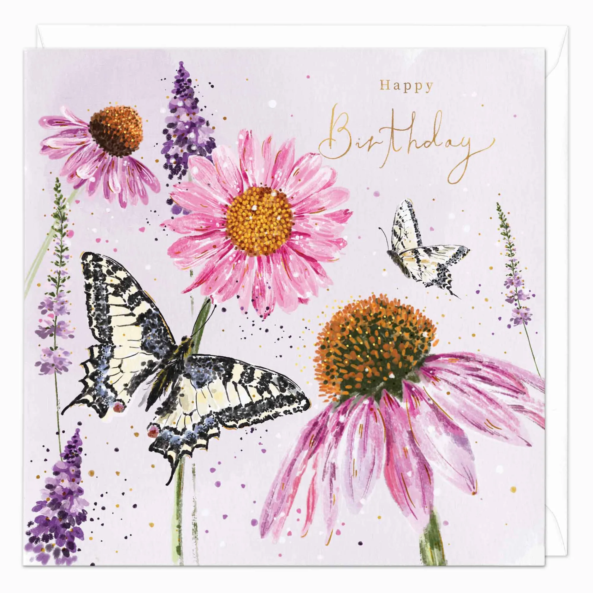 Birthday|For Her*Whistlefish Echinacea Butterflies Birthday Card
