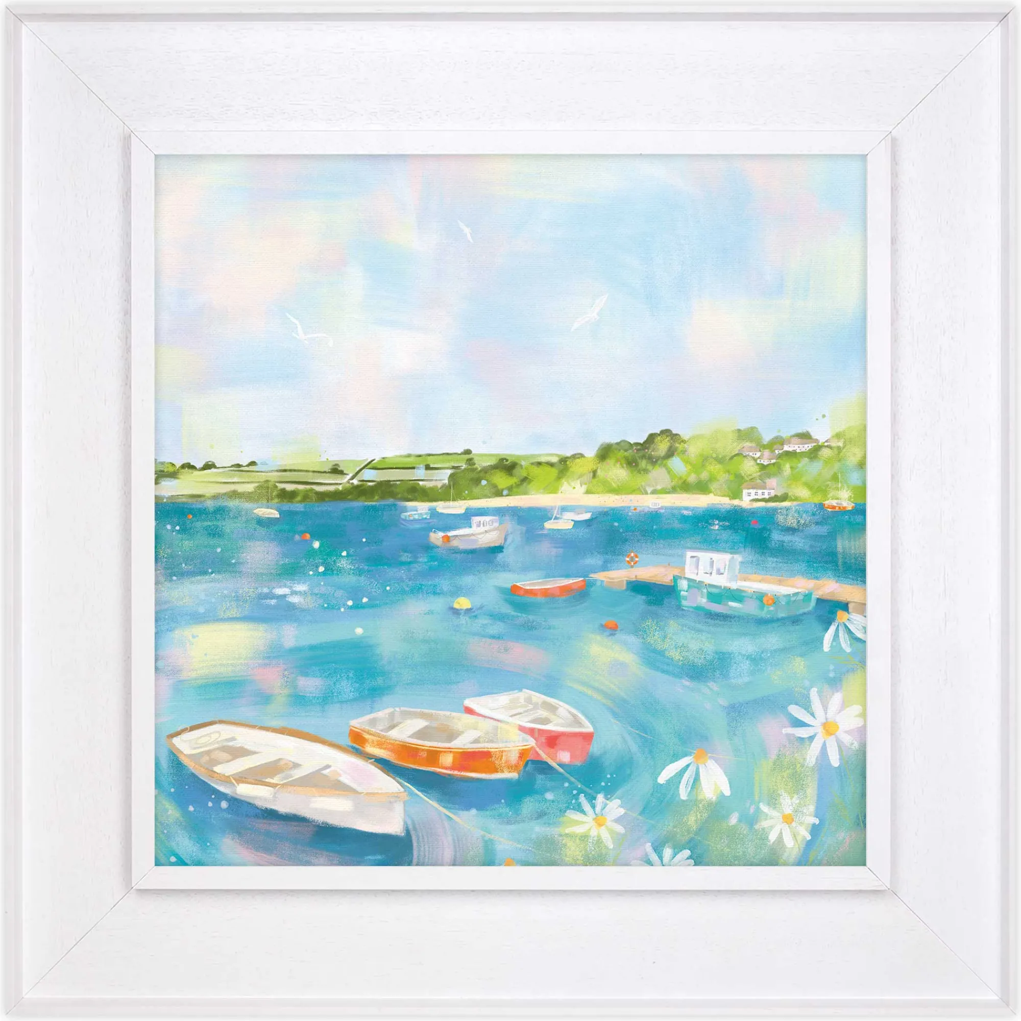 Falmouth|Cornwall*Whistlefish Falmouth Boats Tray Framed Canvas