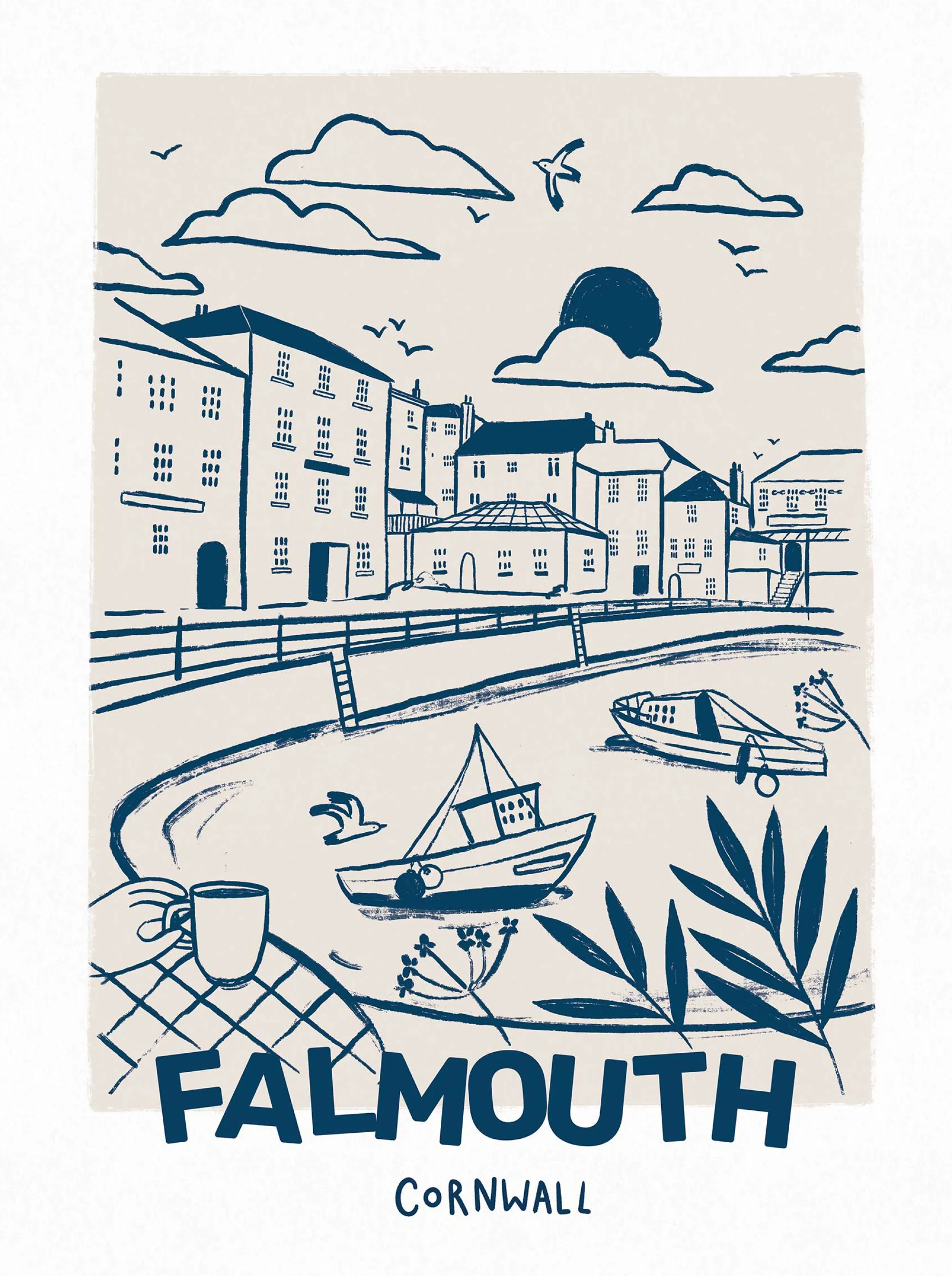 Falmouth|Cornwall*Whistlefish Falmouth Large Framed Print
