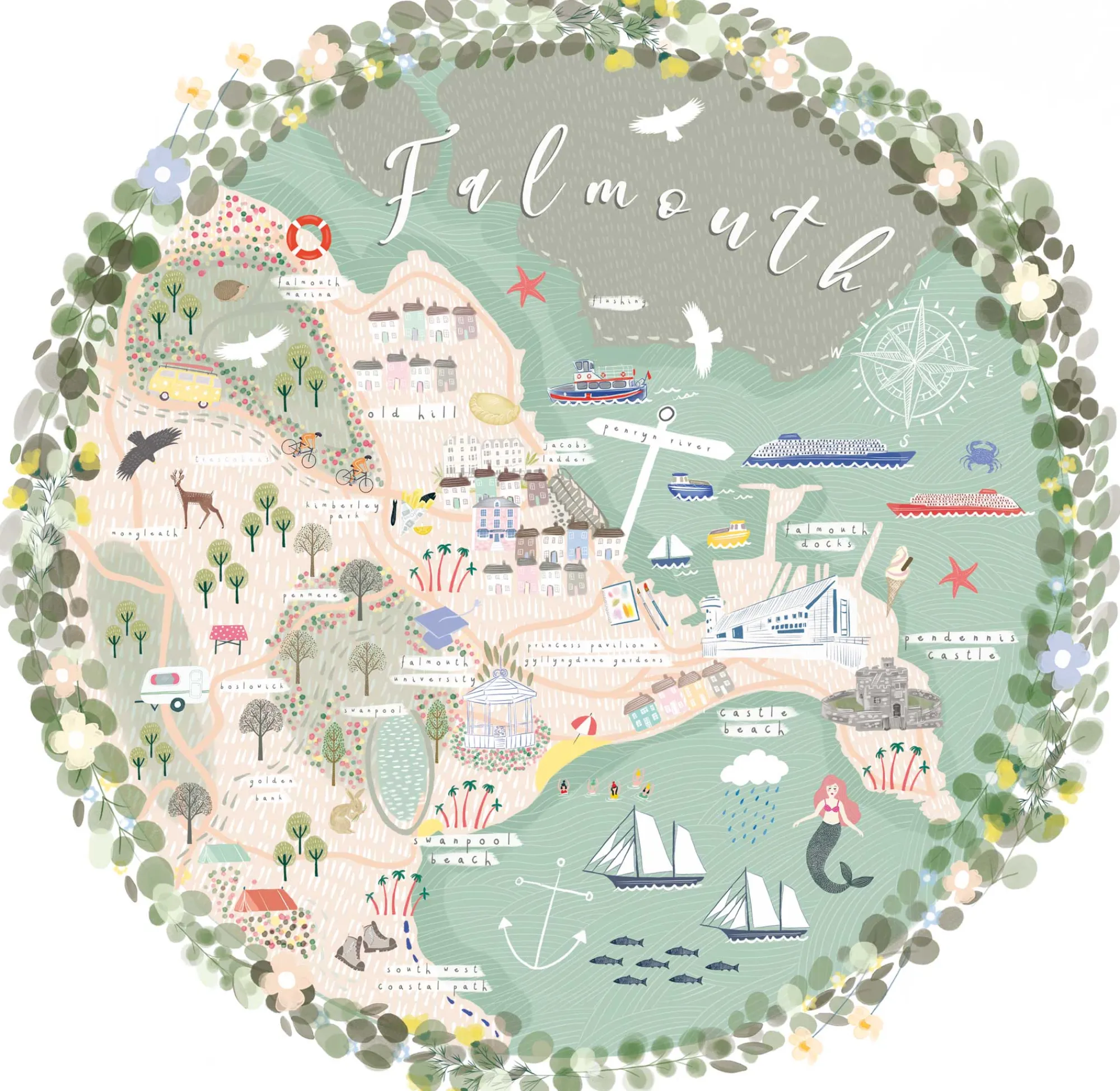 Unframed Prints*Whistlefish Falmouth Map Medium Art Print