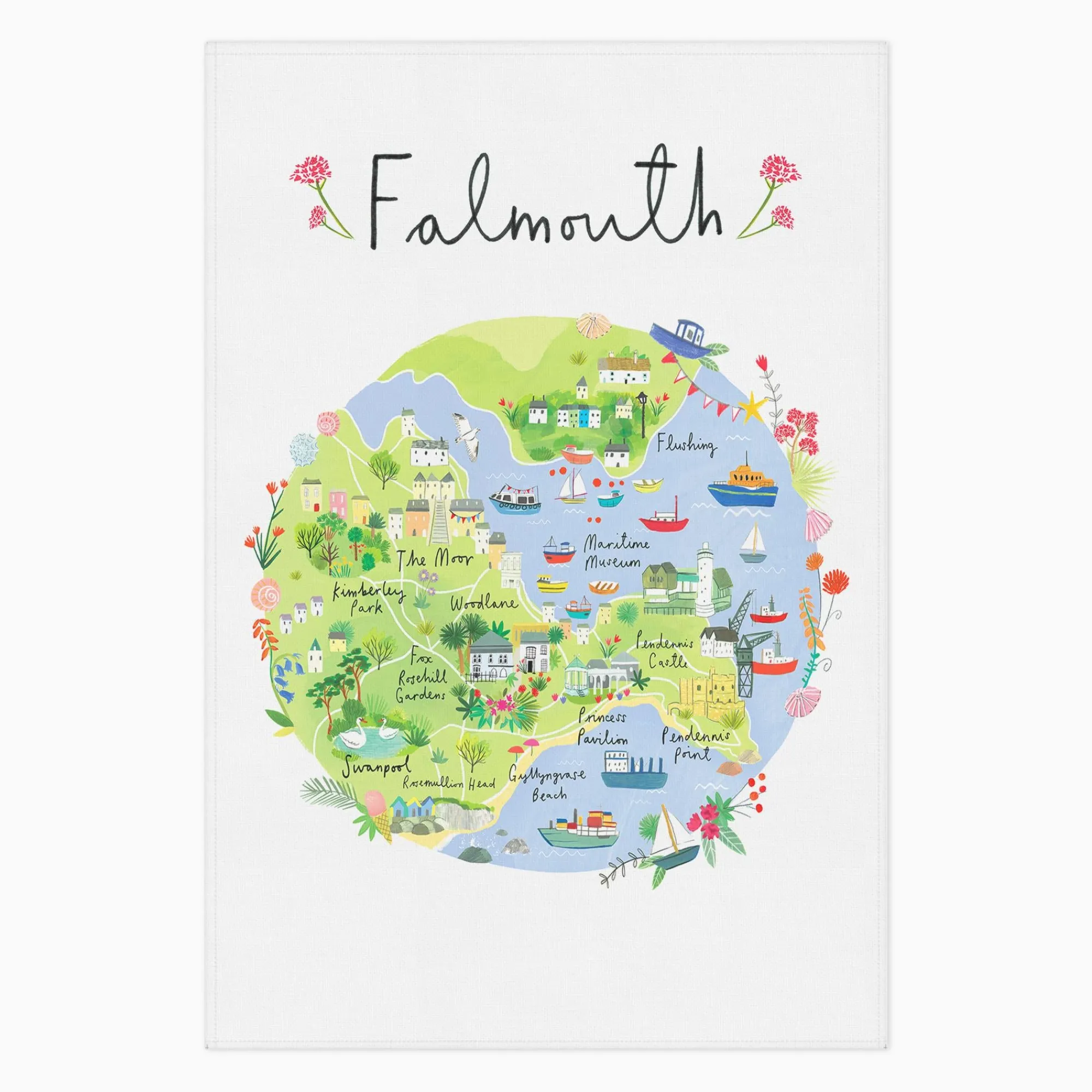 Under £20|Under £10*Whistlefish Falmouth Map Tea Towel