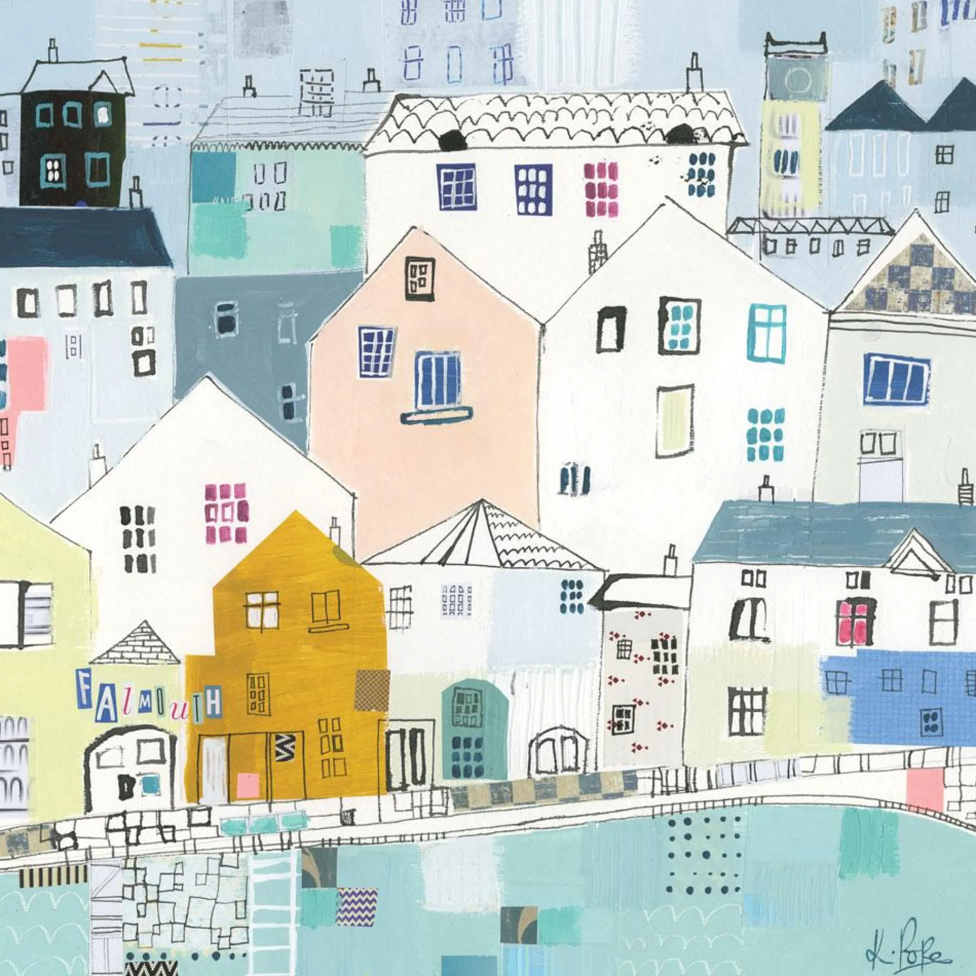 Unframed Prints*Whistlefish Falmouth Rooftops Art Print