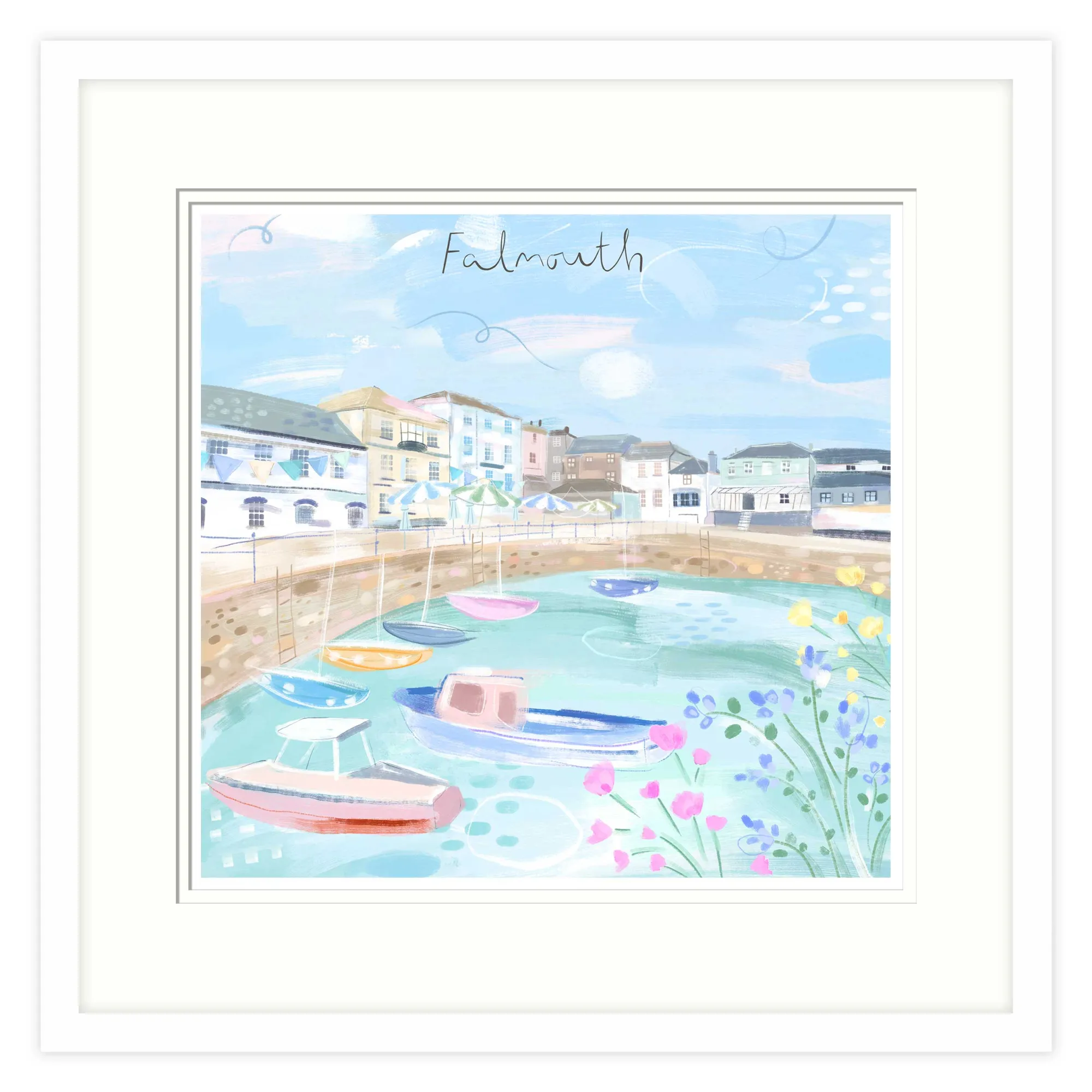 Falmouth|Cornwall*Whistlefish Falmouth Window View Small Framed Print