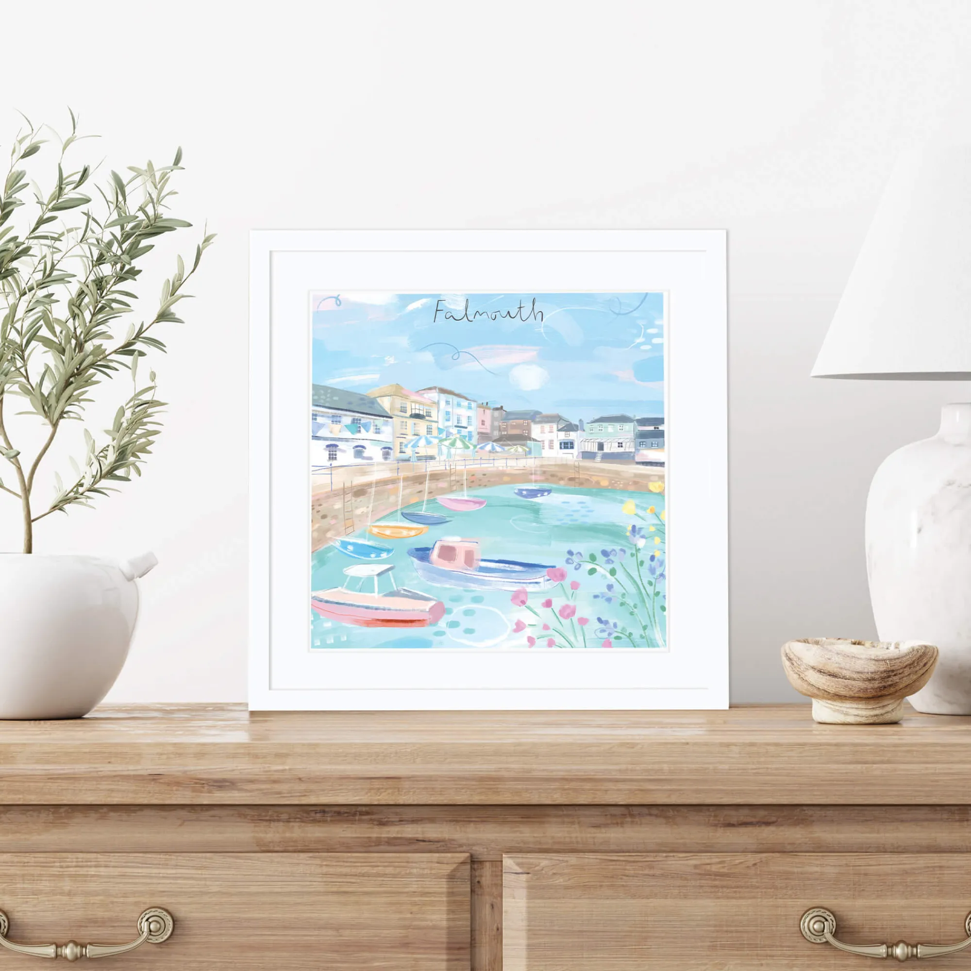 Falmouth|Cornwall*Whistlefish Falmouth Window View Small Framed Print