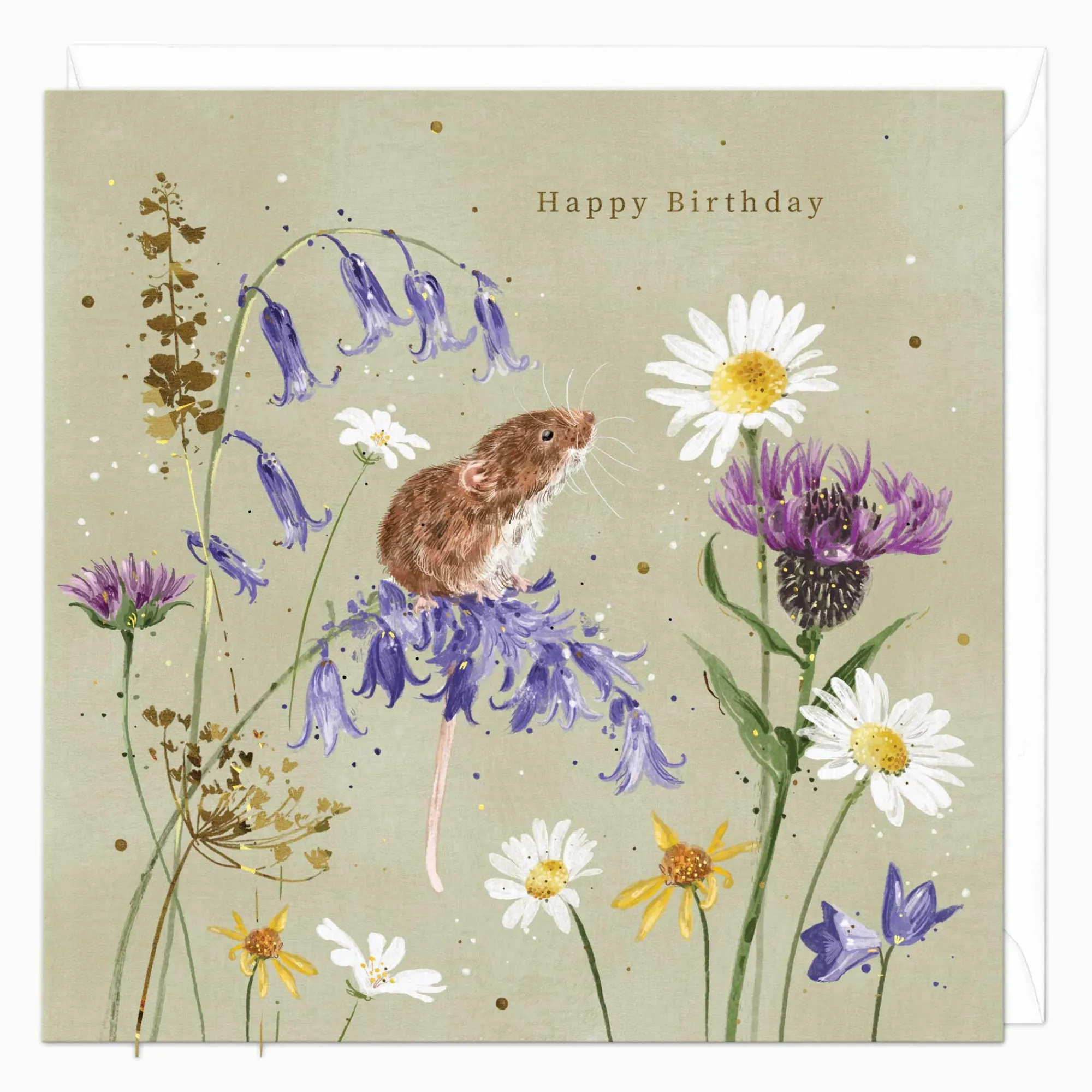 Birthday|For Her*Whistlefish Field Mouse Among Florals Birthday Card