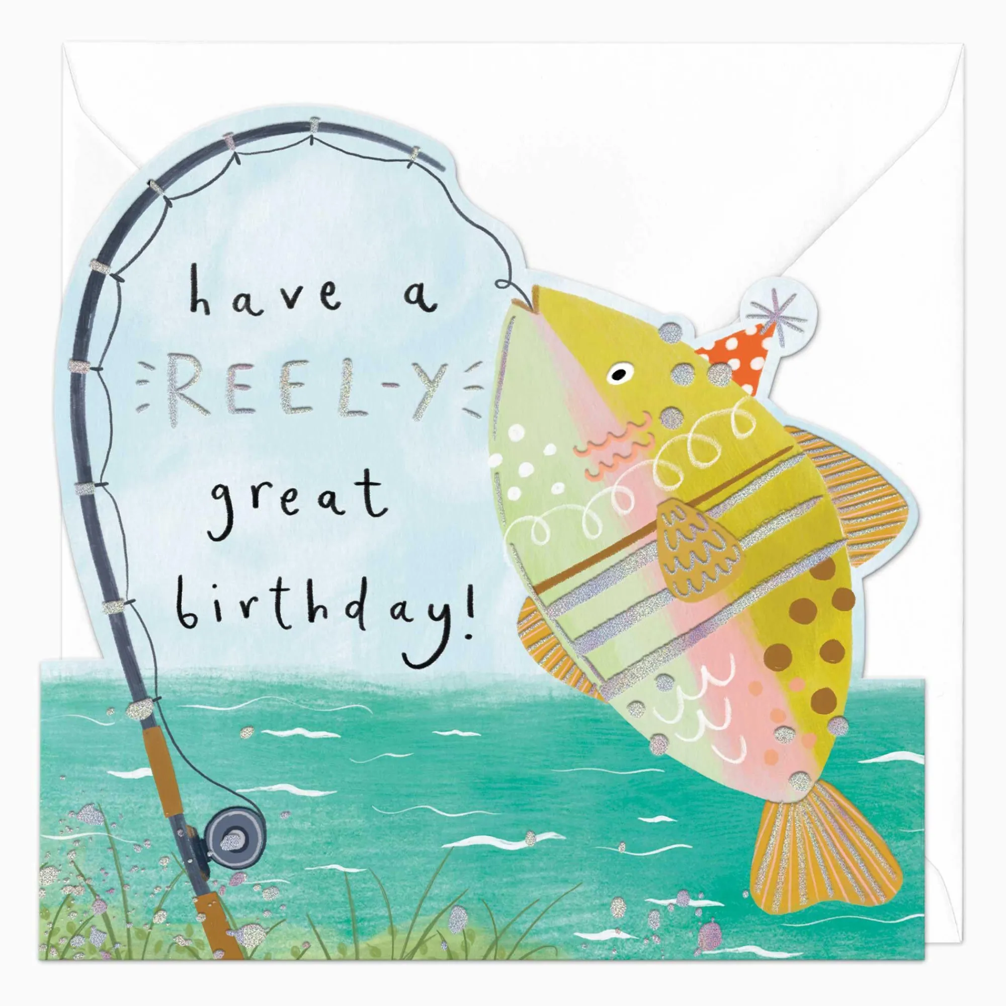 Birthday|For Him*Whistlefish Fishing Birthday Cut-Out Card