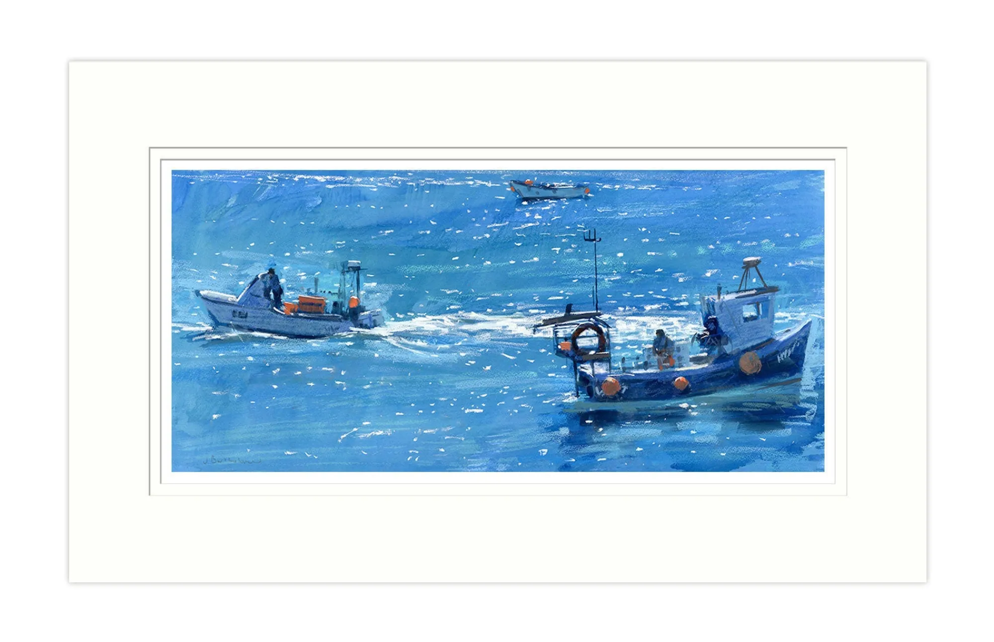 Mounted Prints*Whistlefish Fishing Boats Passing Mounted Print