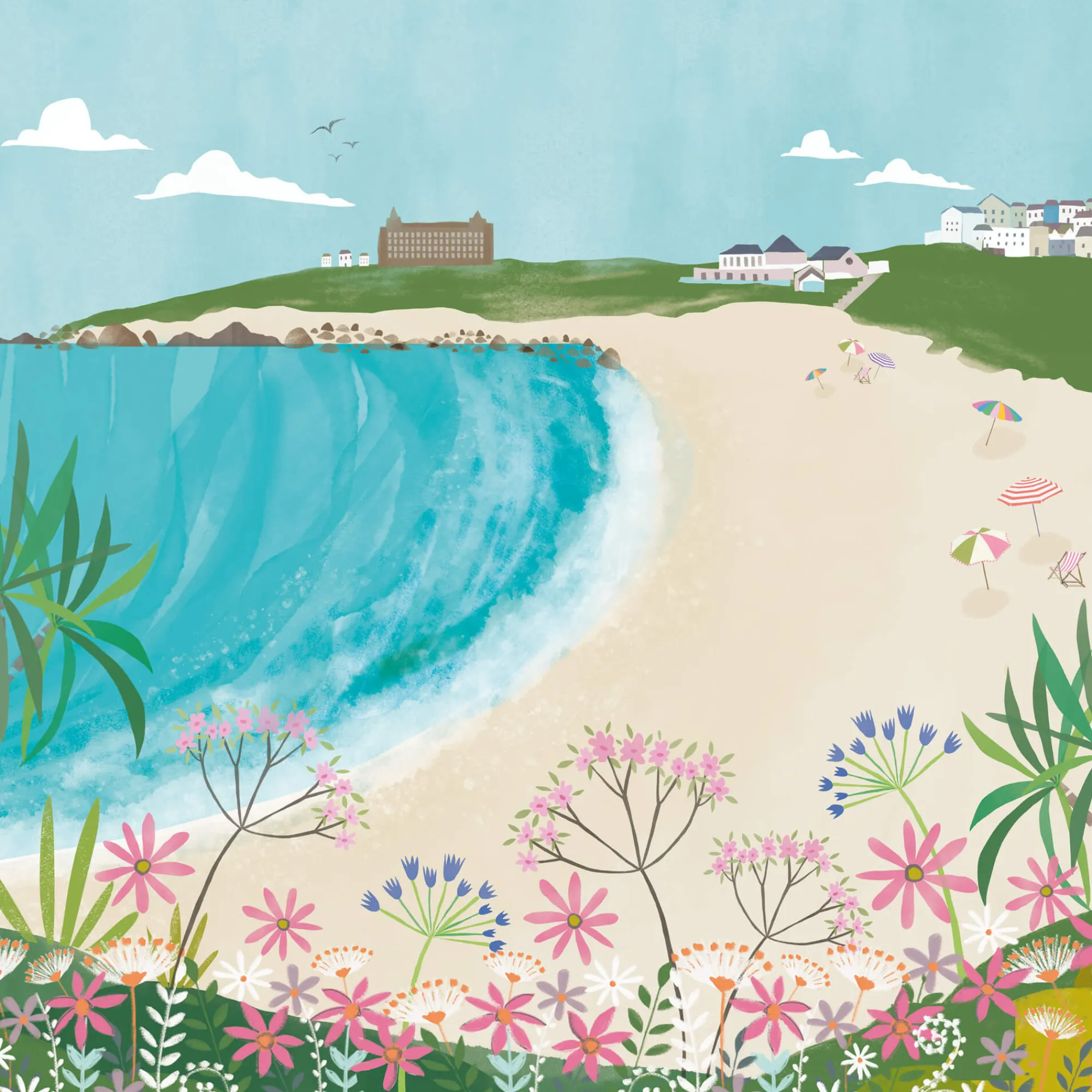 Unframed Prints*Whistlefish Fistral Beach In The Spring Art Print