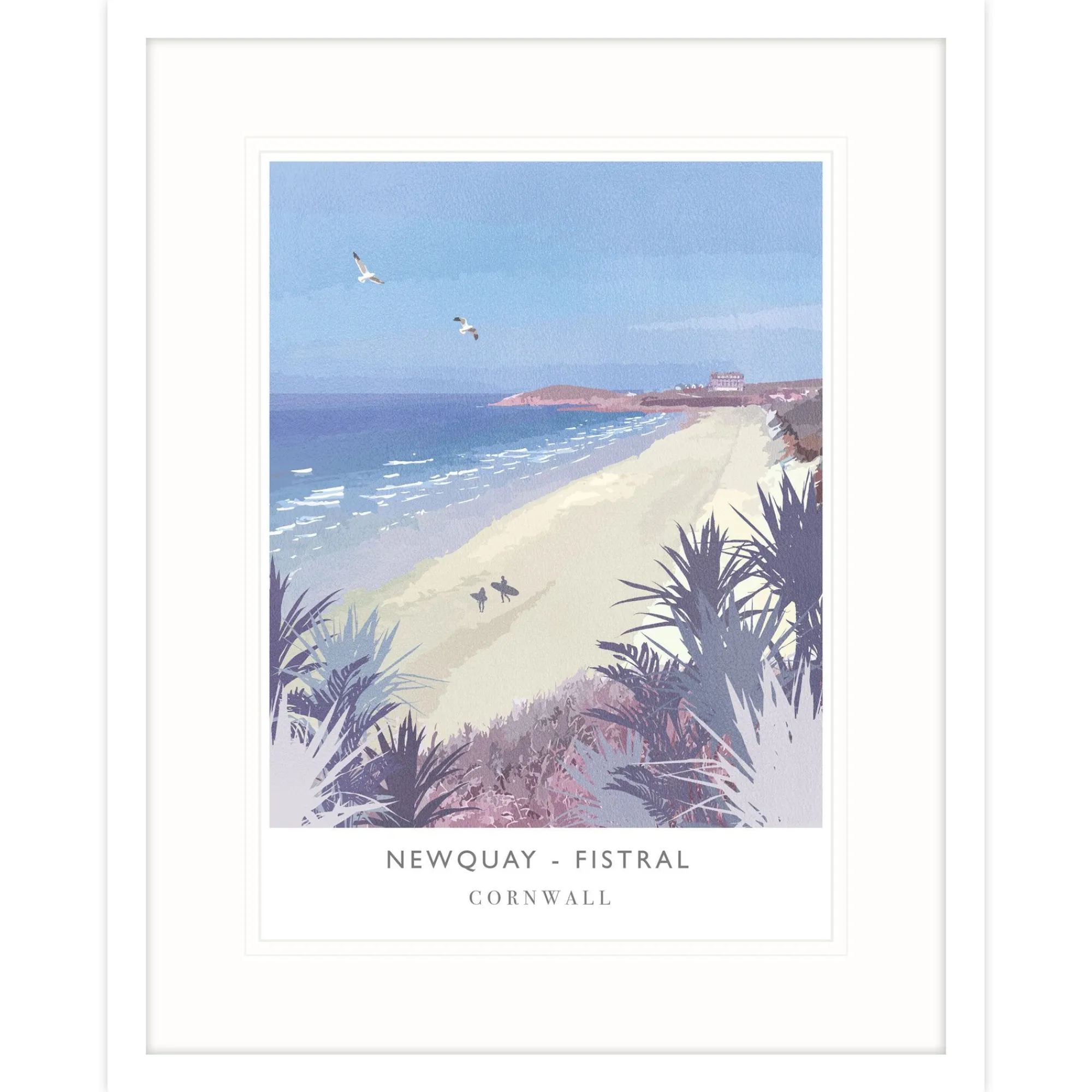 Newquay|Cornwall*Whistlefish Fistral Beach Large Framed Travel Print