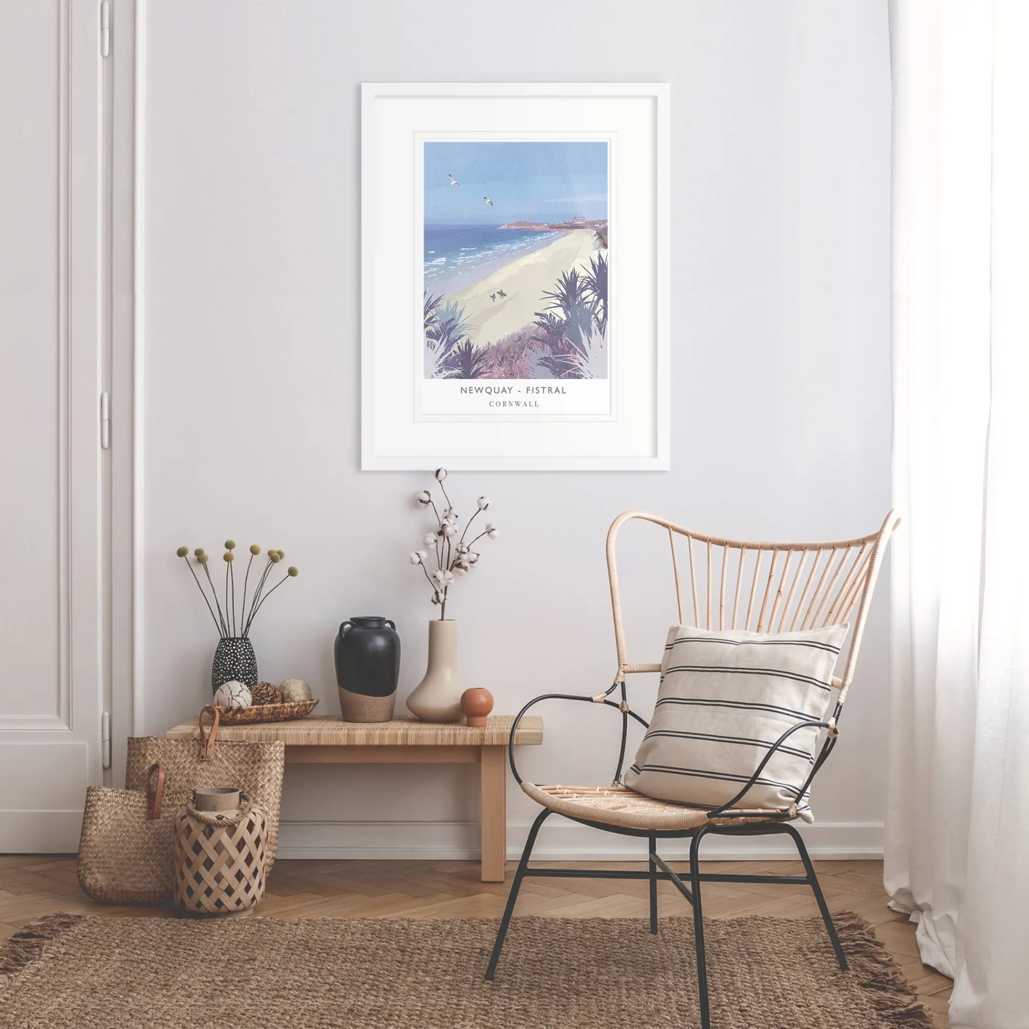 Newquay|Cornwall*Whistlefish Fistral Beach Large Framed Travel Print