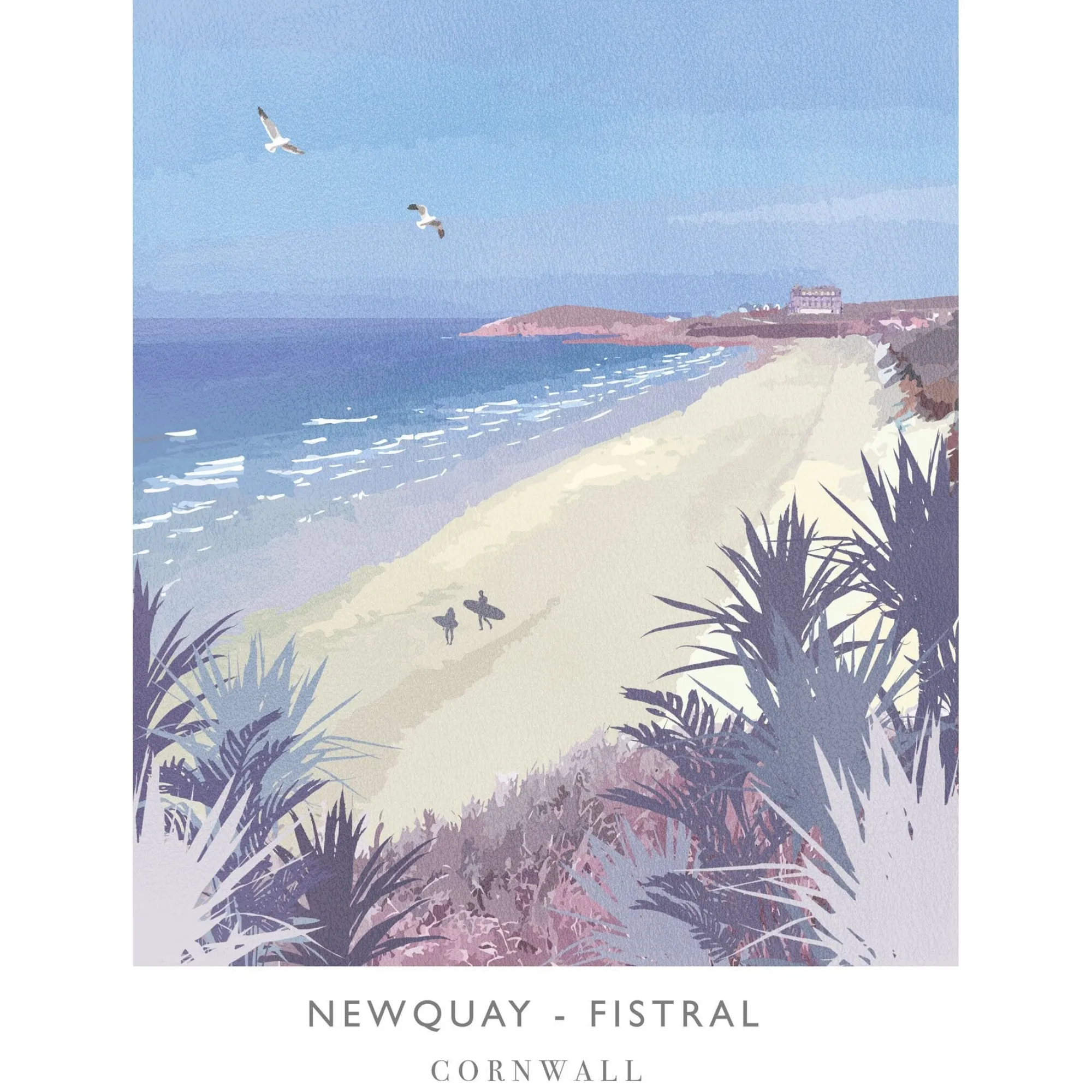 Unframed Prints*Whistlefish Fistral Beach Large Travel Art Print