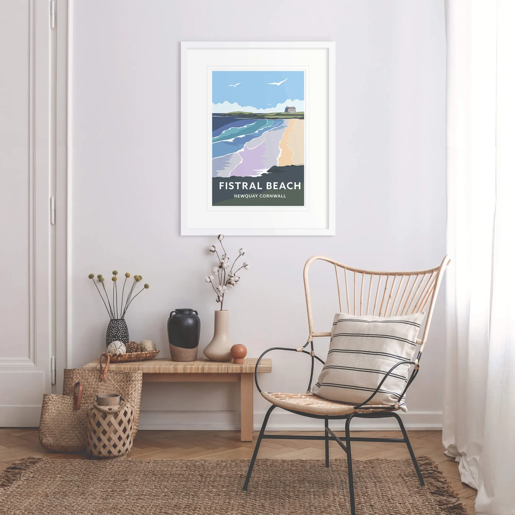 Newquay|Cornwall*Whistlefish Fistral Beach Newquay Framed Print