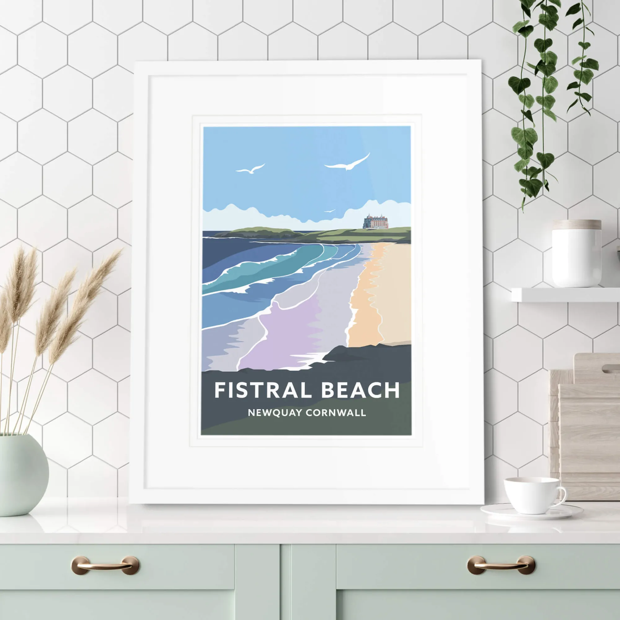 Newquay|Cornwall*Whistlefish Fistral Beach Newquay Small Framed Print