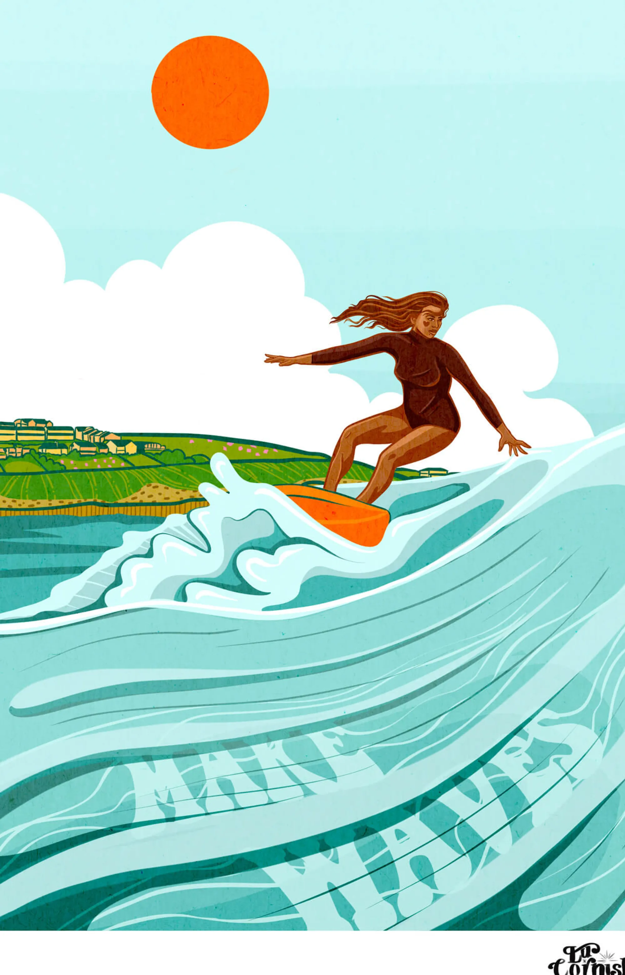 Unframed Prints*Whistlefish Fistral, Make Waves Art Print