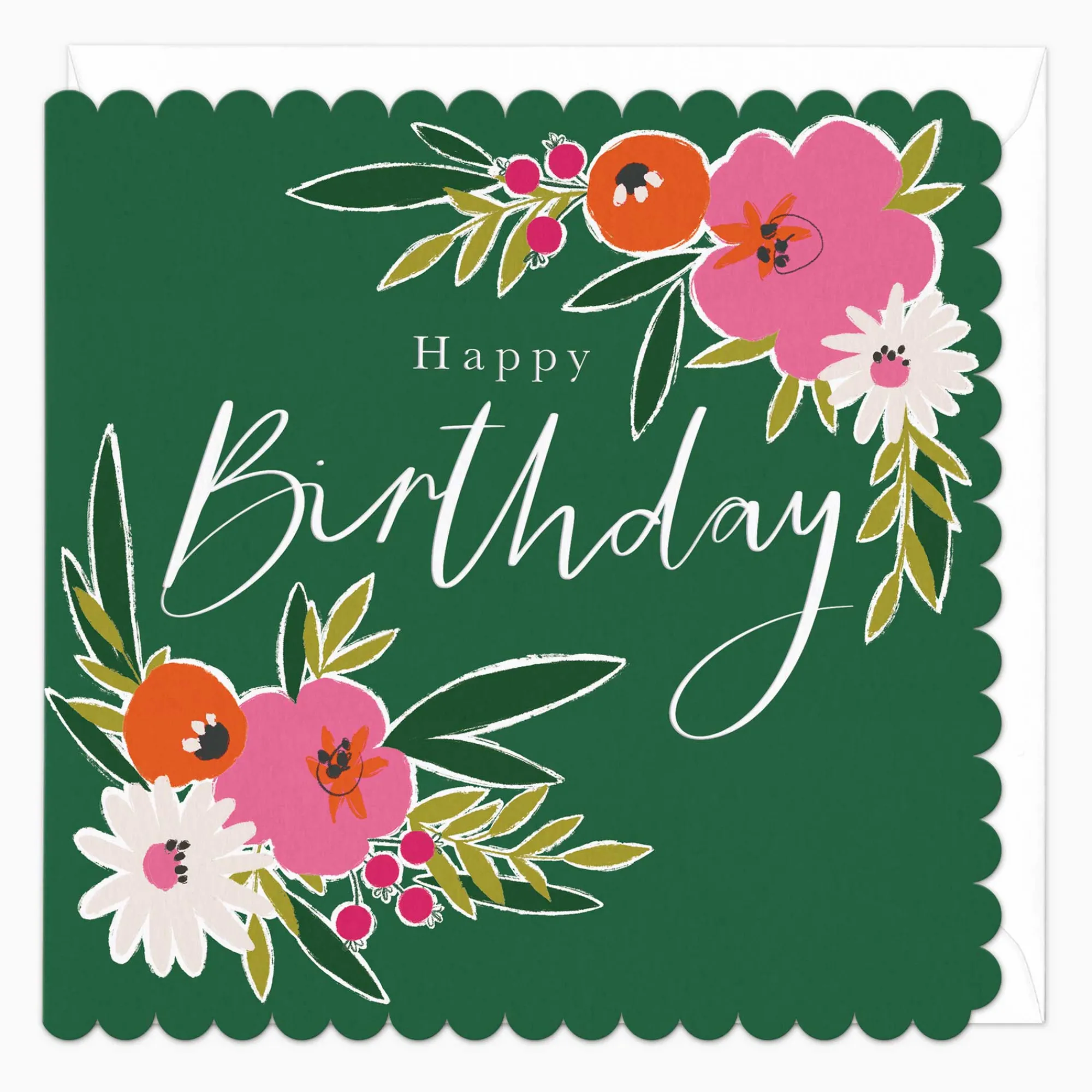 Birthday|For Her*Whistlefish Floral Birthday Scalloped Card