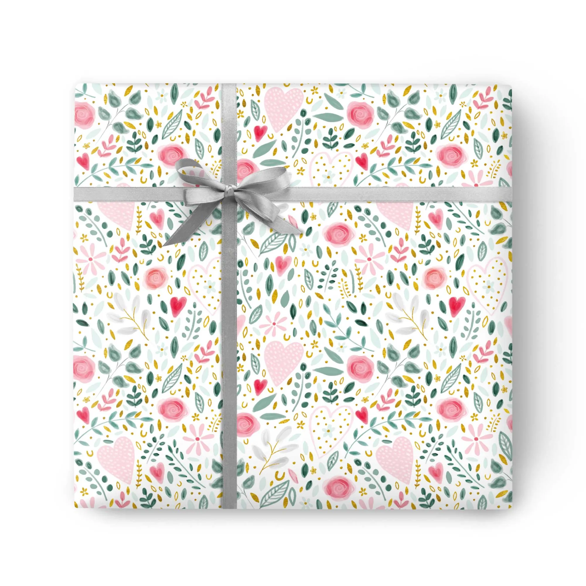 Gift Wrap|Birthday*Whistlefish Floral Hearts Wrapping Paper
