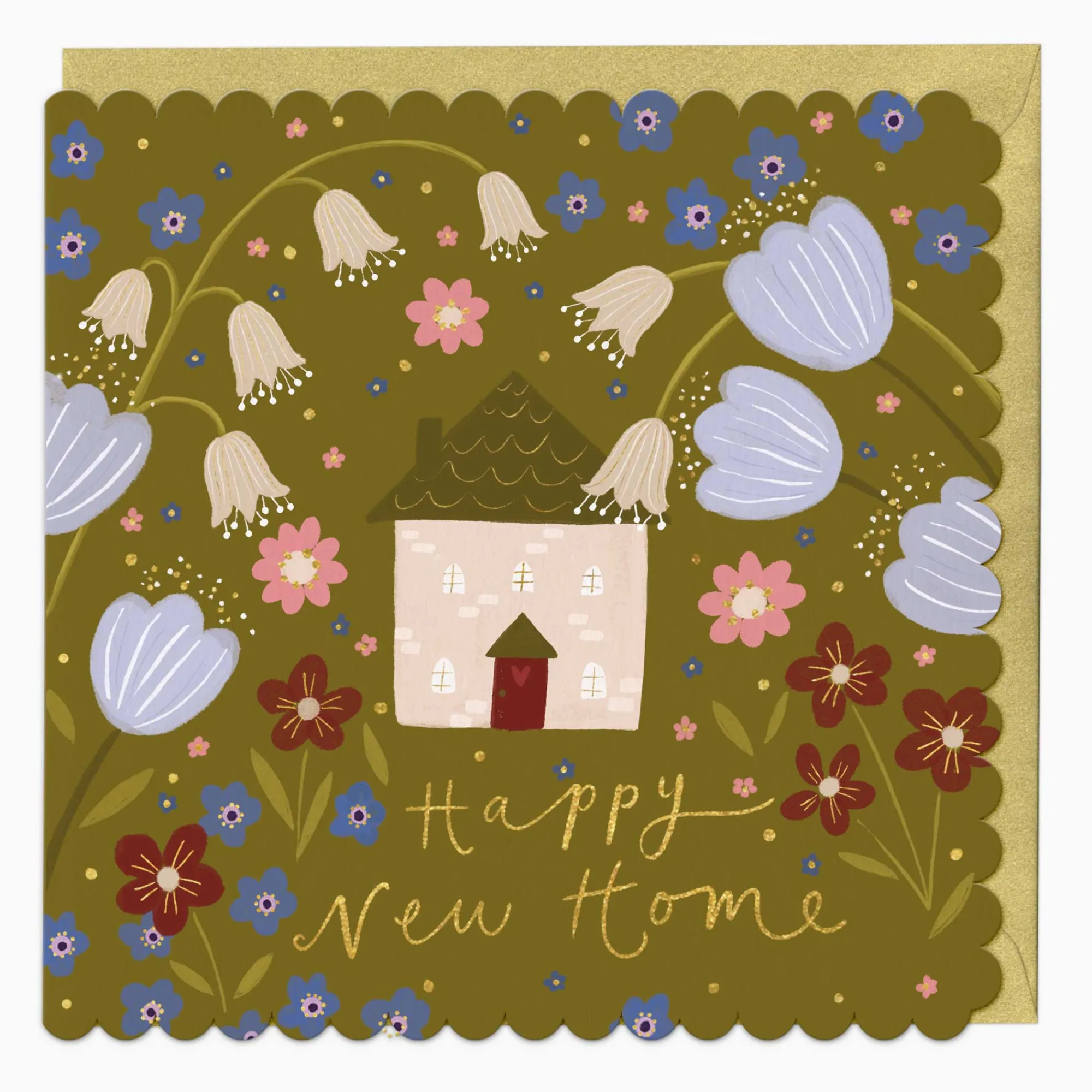 New Home*Whistlefish Floral New Home & Garden Scalloped Card
