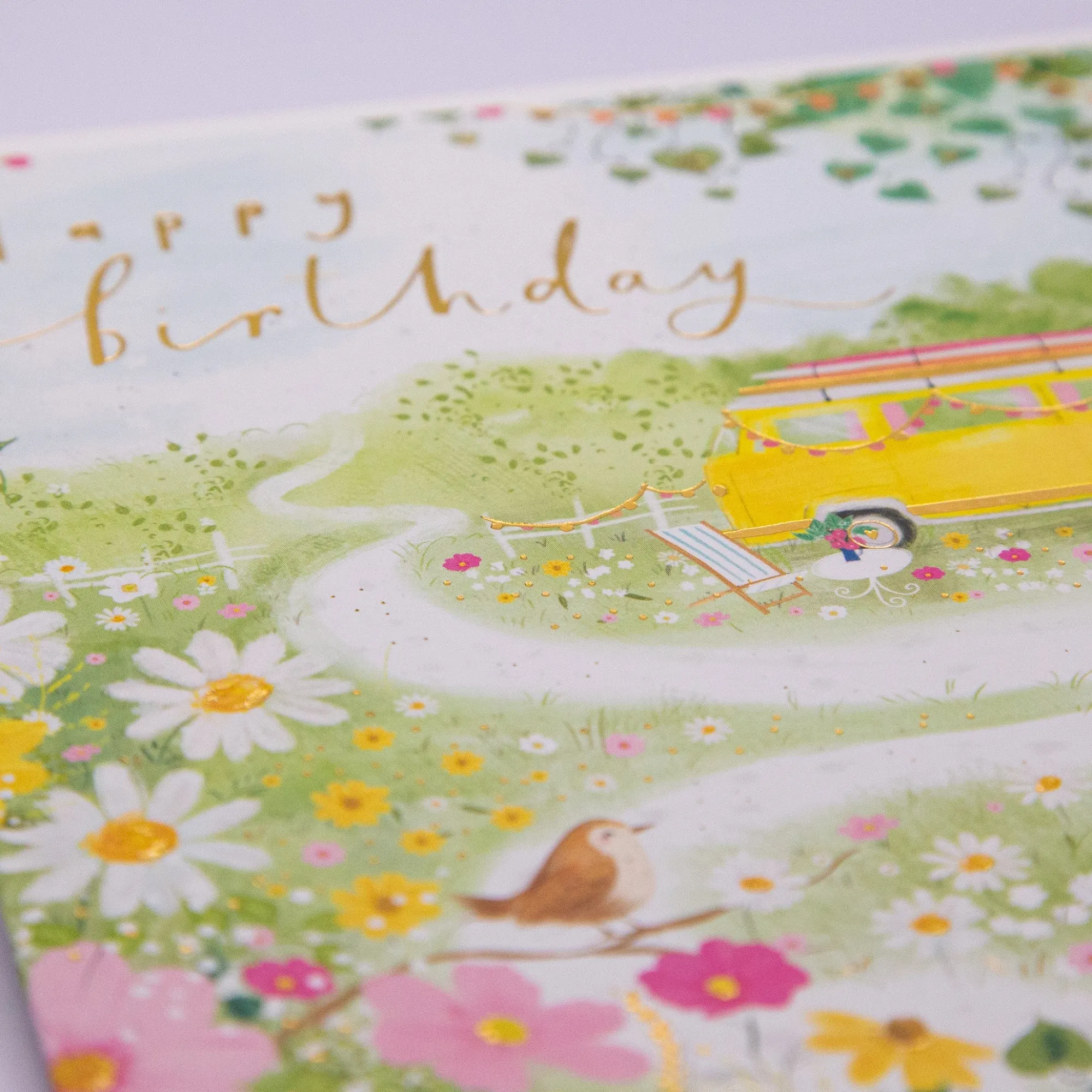 Birthday|For Her*Whistlefish Floral Scenery & Campervan Birthday Card