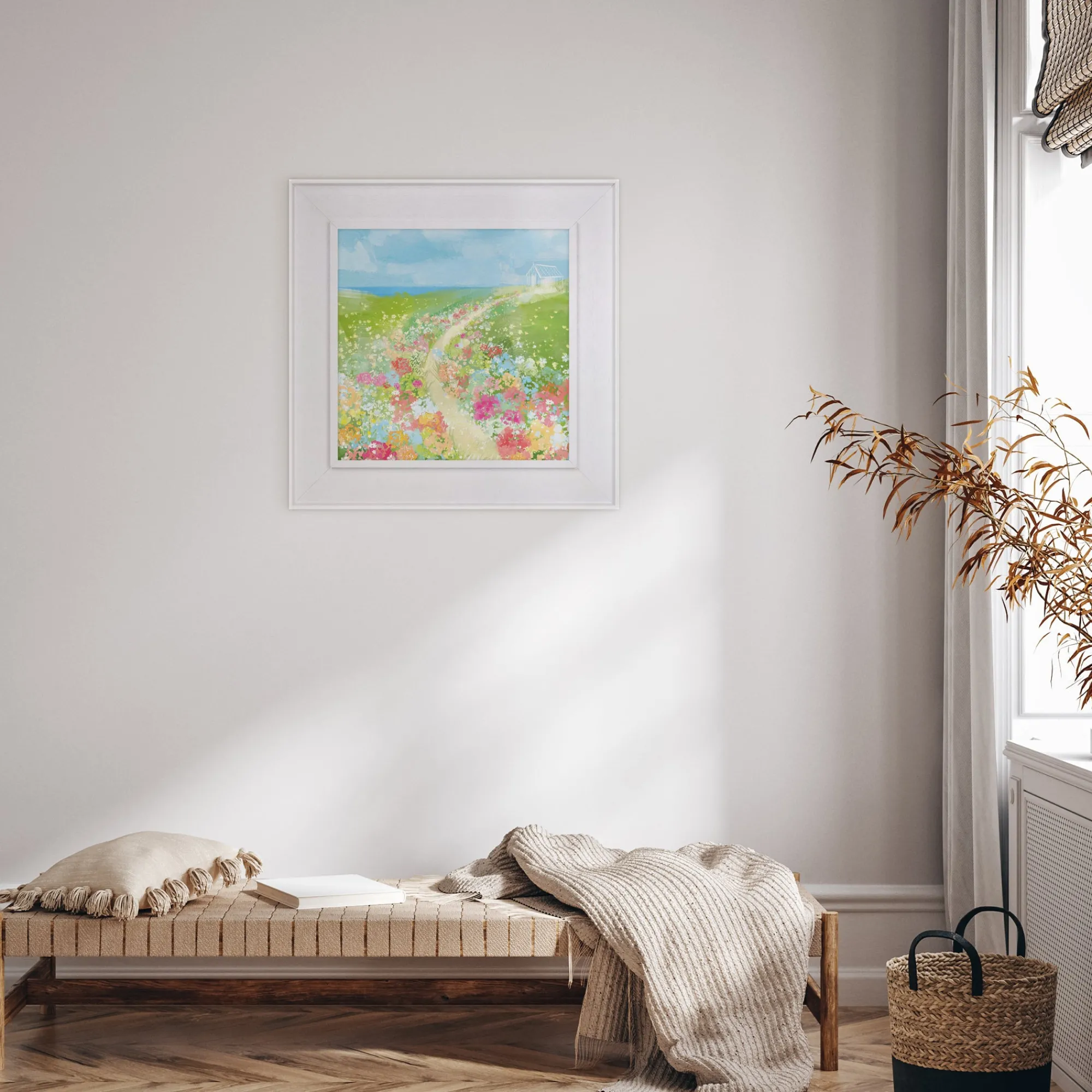 Floral & Flowers|Coastal Scenes*Whistlefish Flower Fields Green House Framed Canvas