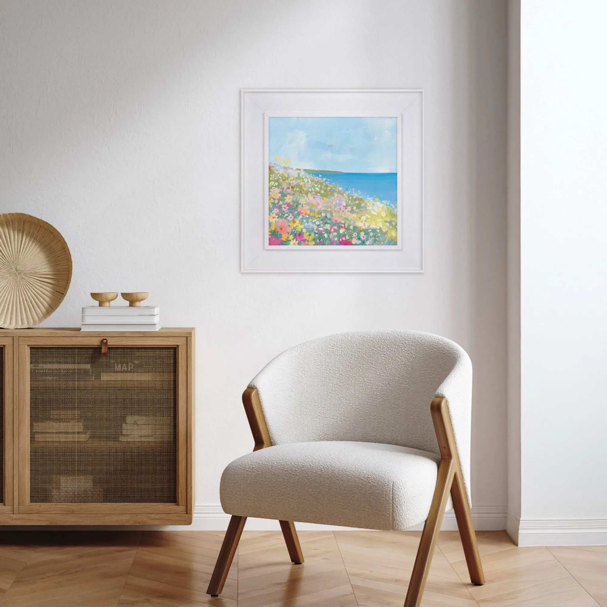 Floral & Flowers|Coastal Scenes*Whistlefish Flower Fields Headland Framed Canvas