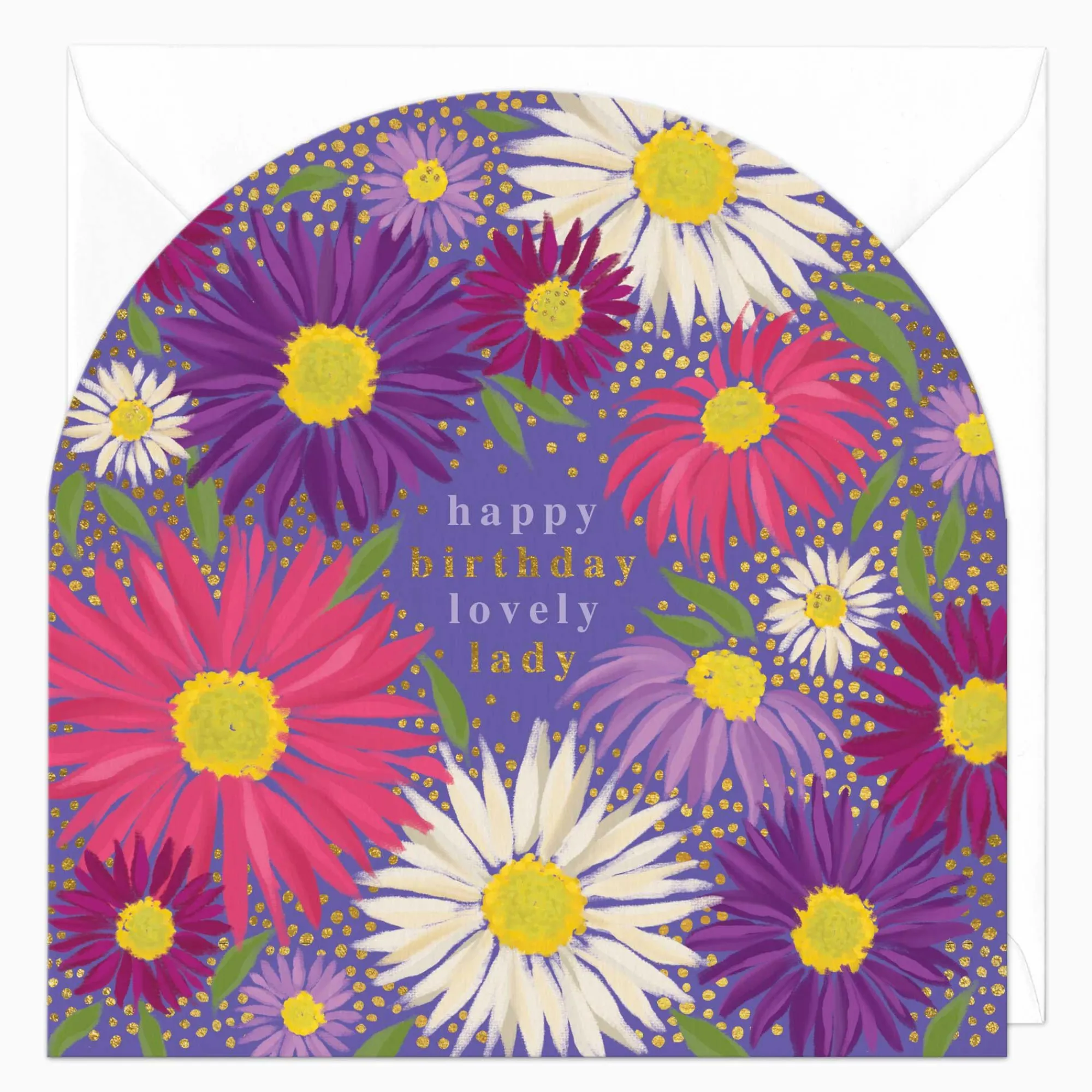 Birthday|For Her*Whistlefish Flowering Asters Birthday Arch Card