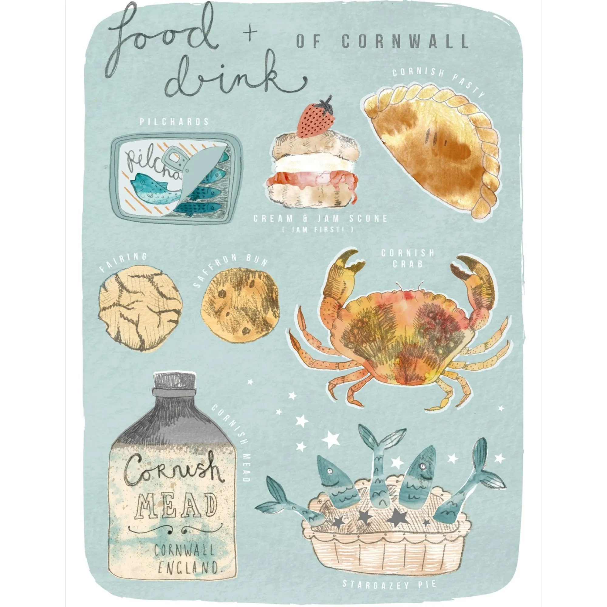 Unframed Prints*Whistlefish Food & Drink Of Cornwall Art Print
