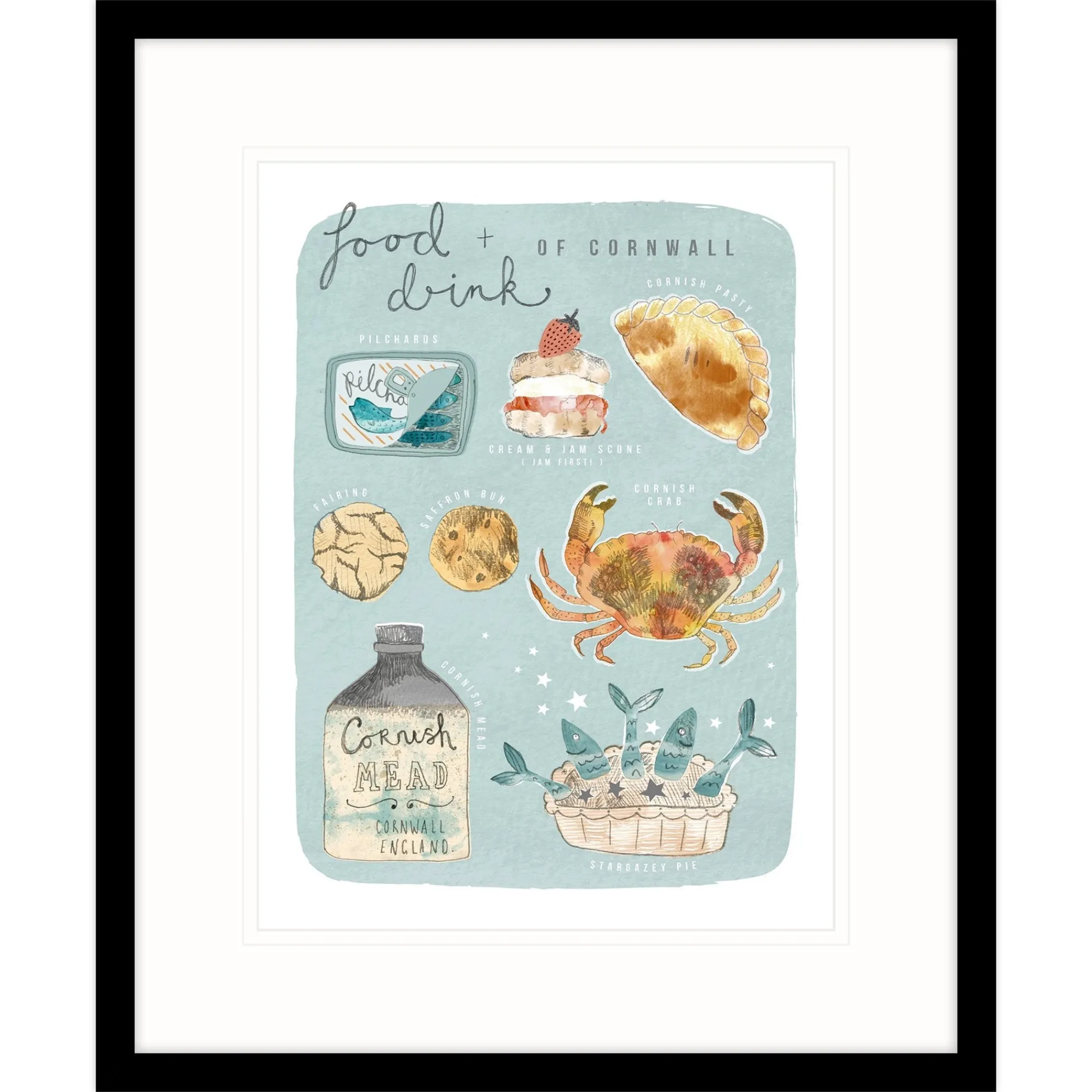 Cornwall|Framed Prints*Whistlefish Food & Drink Of Cornwall Framed Print