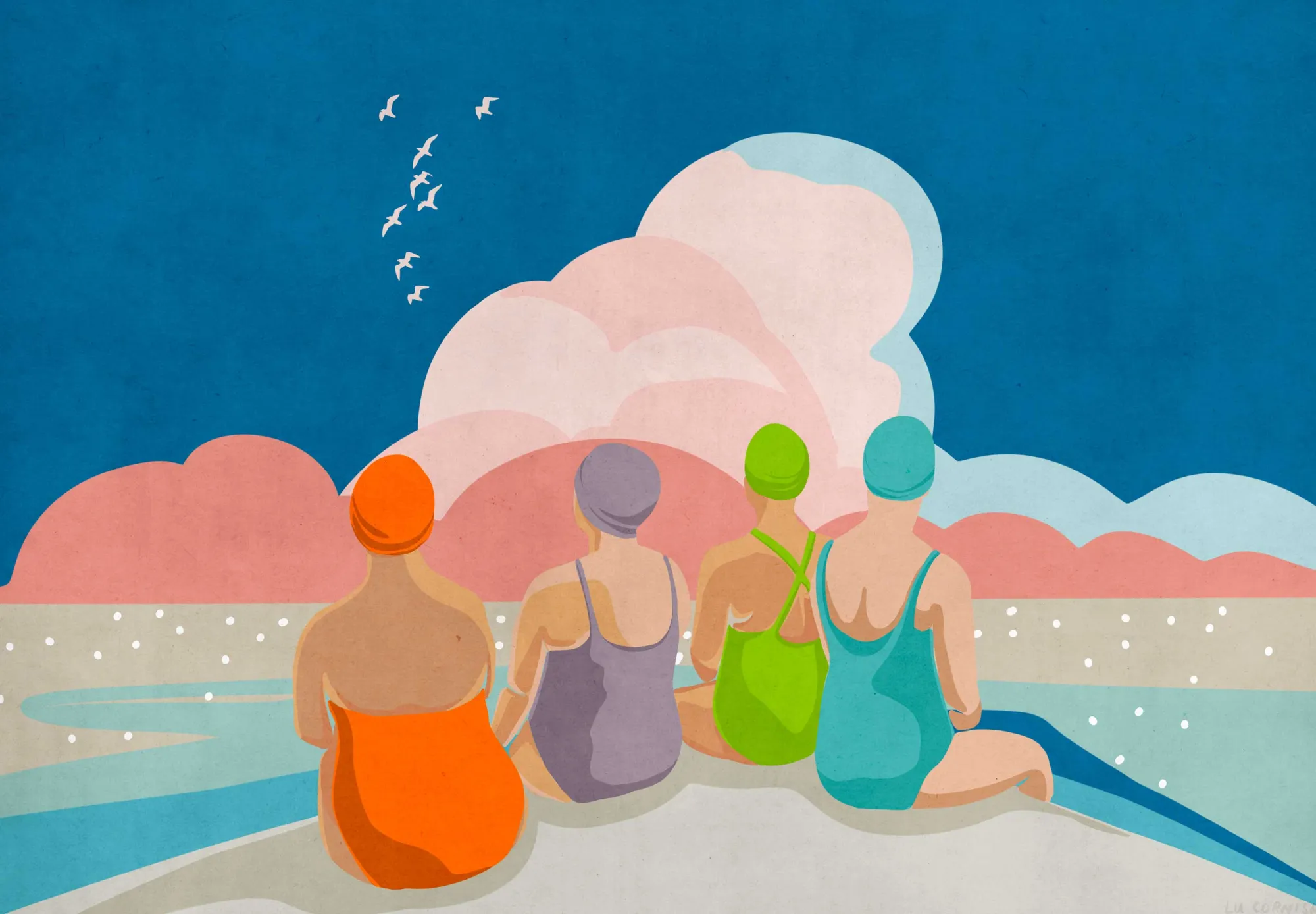 Unframed Prints*Whistlefish Four Swimmers Medium Art Print