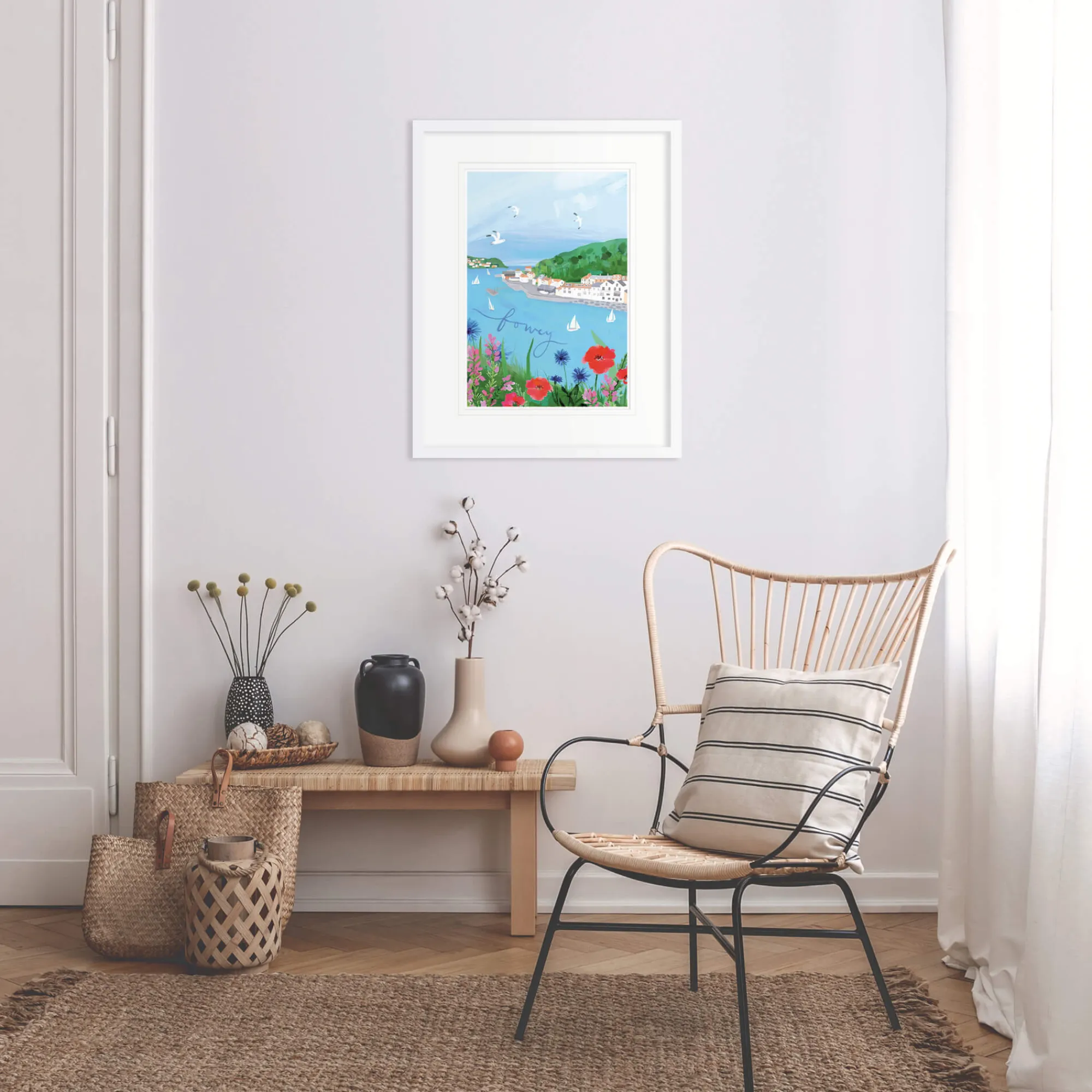 Fowey|Cornwall*Whistlefish Fowey Med Framed Print