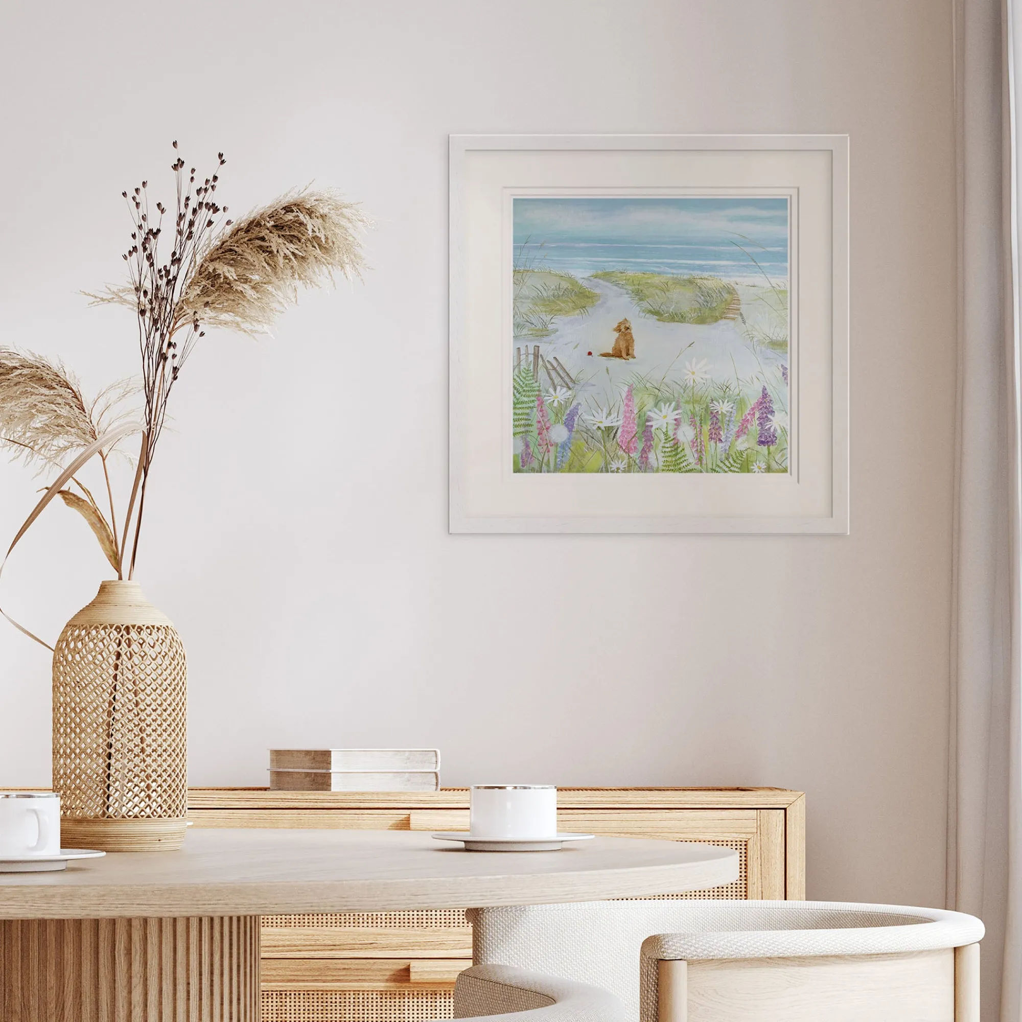 Floral & Flowers|Coastal Scenes*Whistlefish Foxgloves & Daisies Framed Print