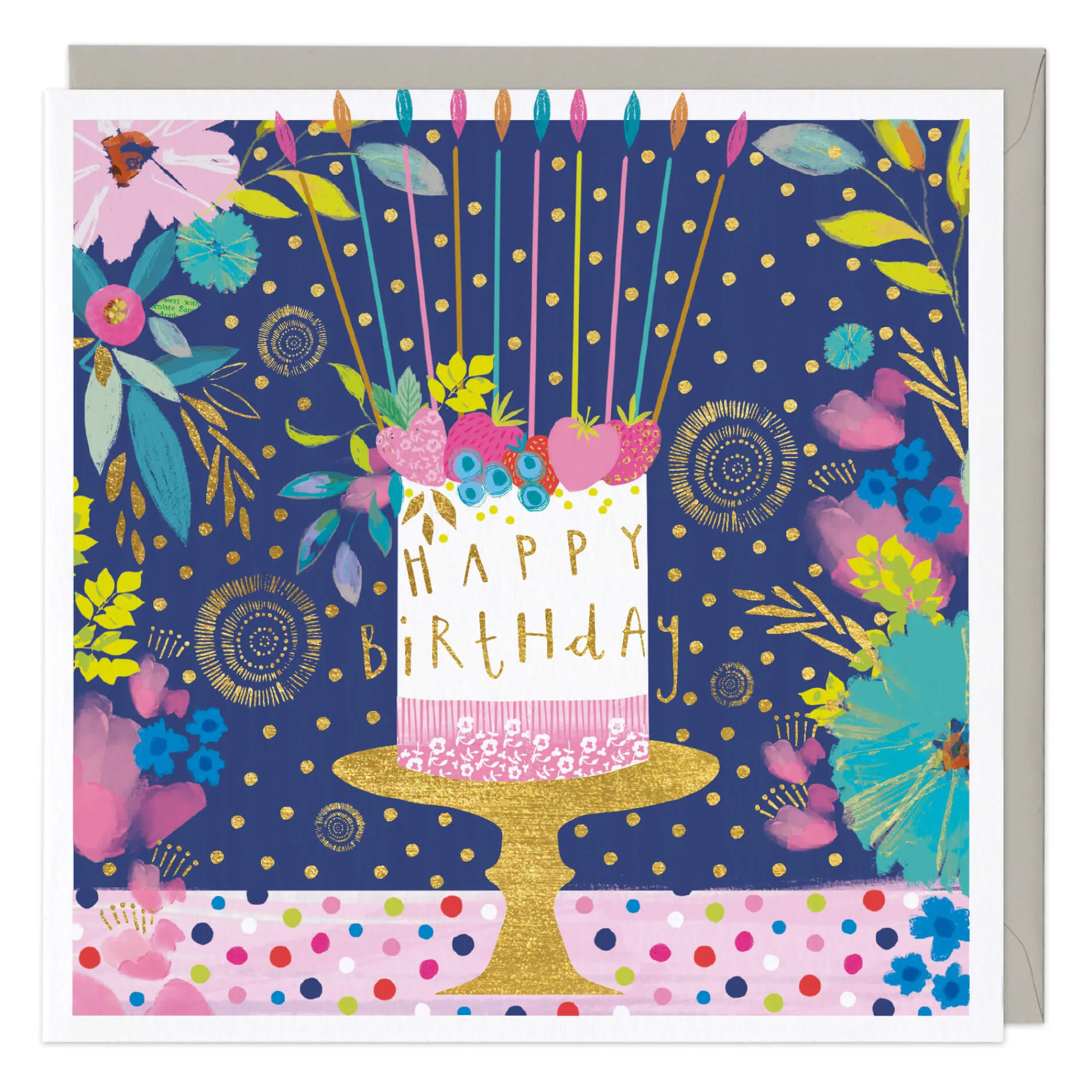 Birthday*Whistlefish Fruit Topped Cake Birthday Card