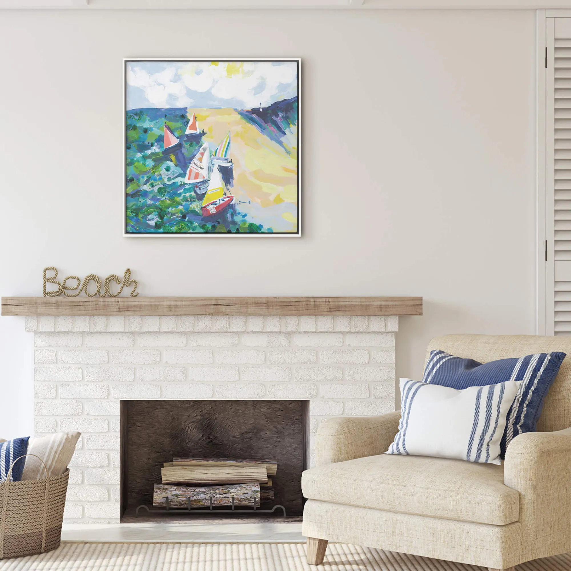 Coastal Scenes|Framed Canvas*Whistlefish Fun On The Water Framed Canvas