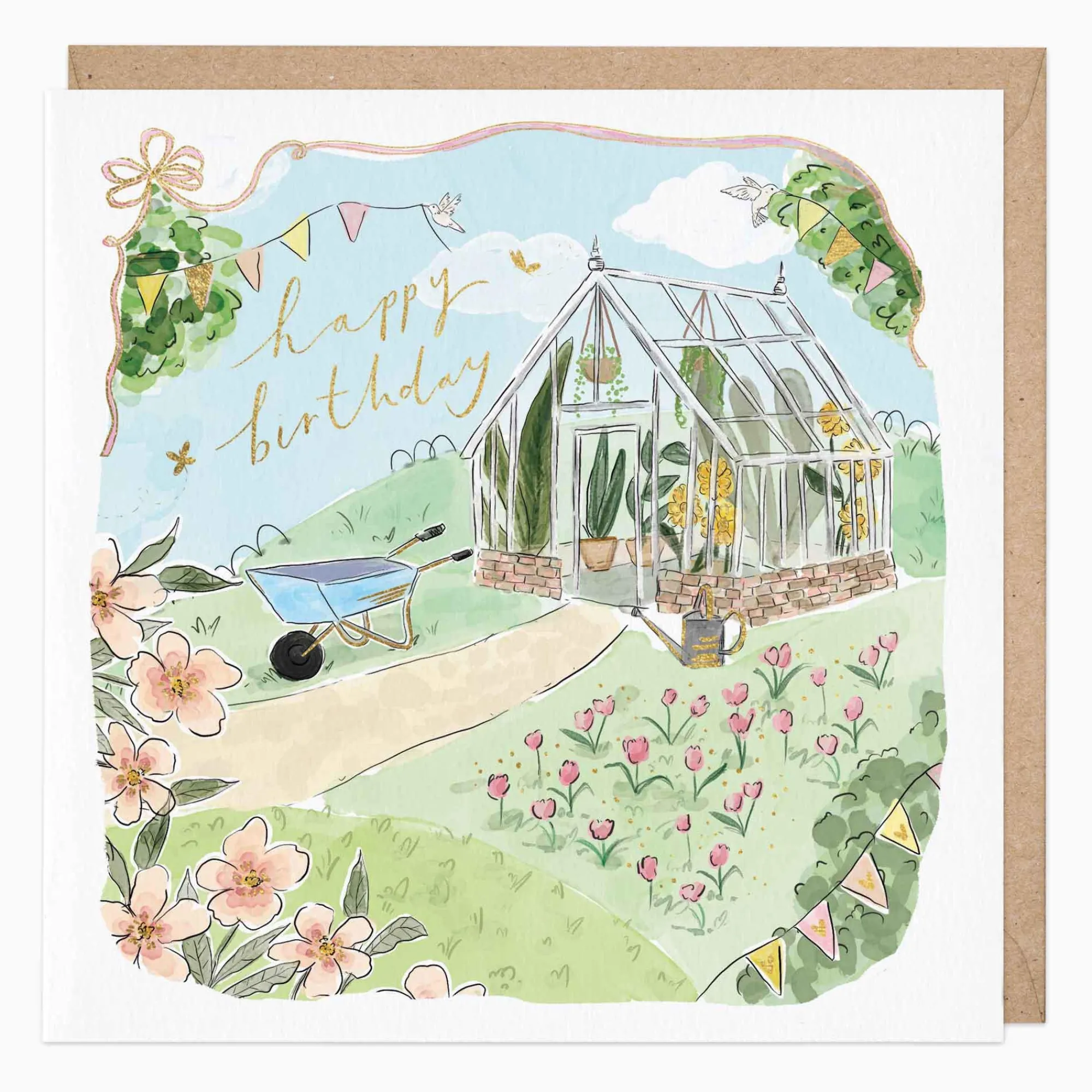 Birthday*Whistlefish Garden Greenhouse Birthday Card