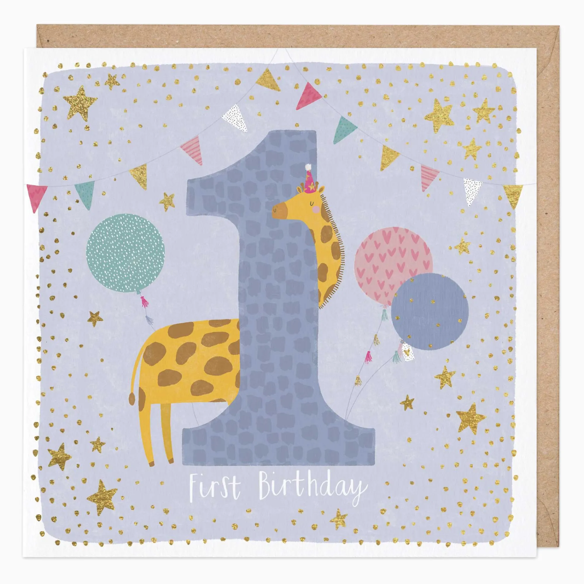 Birthday*Whistlefish Giraffe 1St Birthday Card