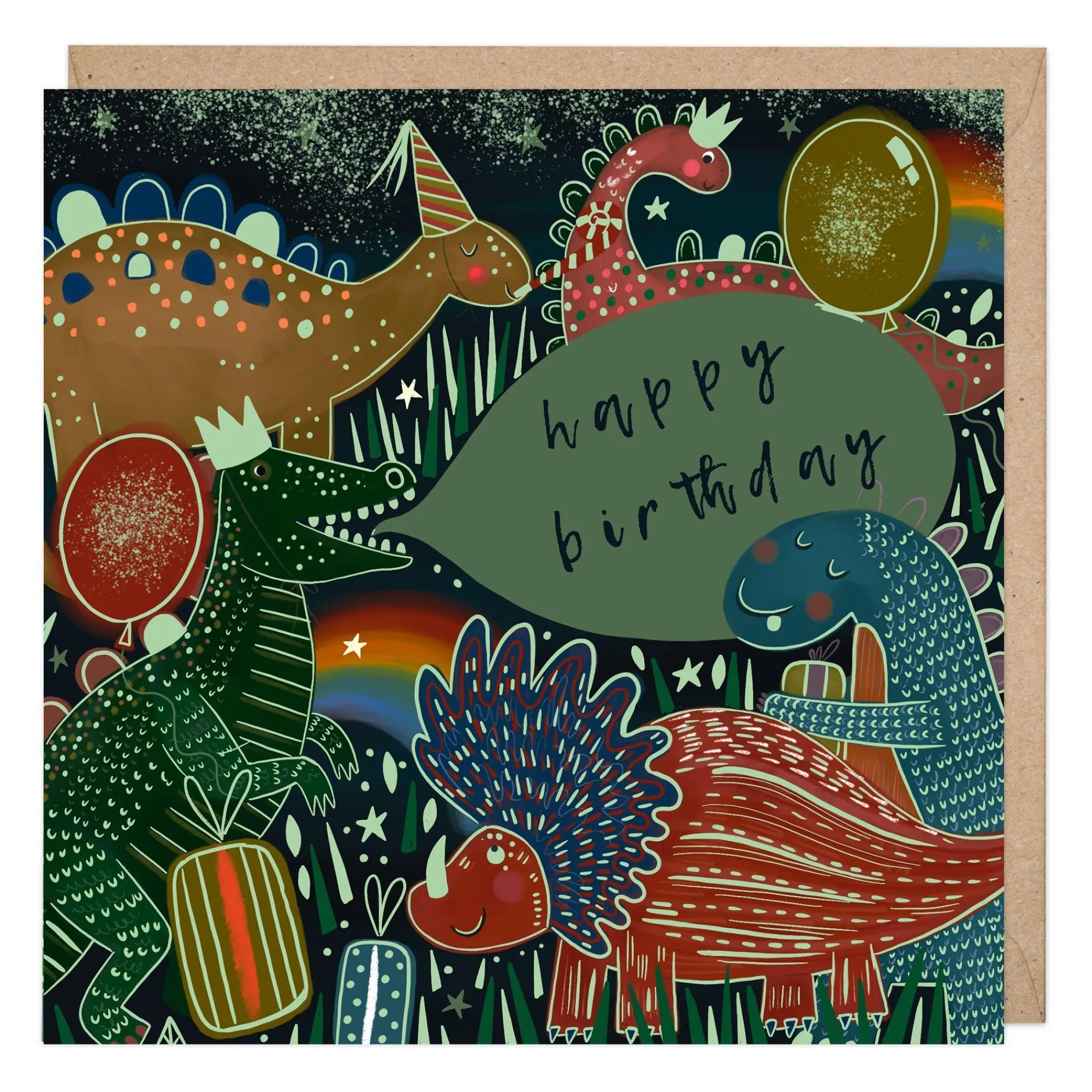 Birthday|For Children*Whistlefish Glow In The Dark Dinosaurs Birthday Card