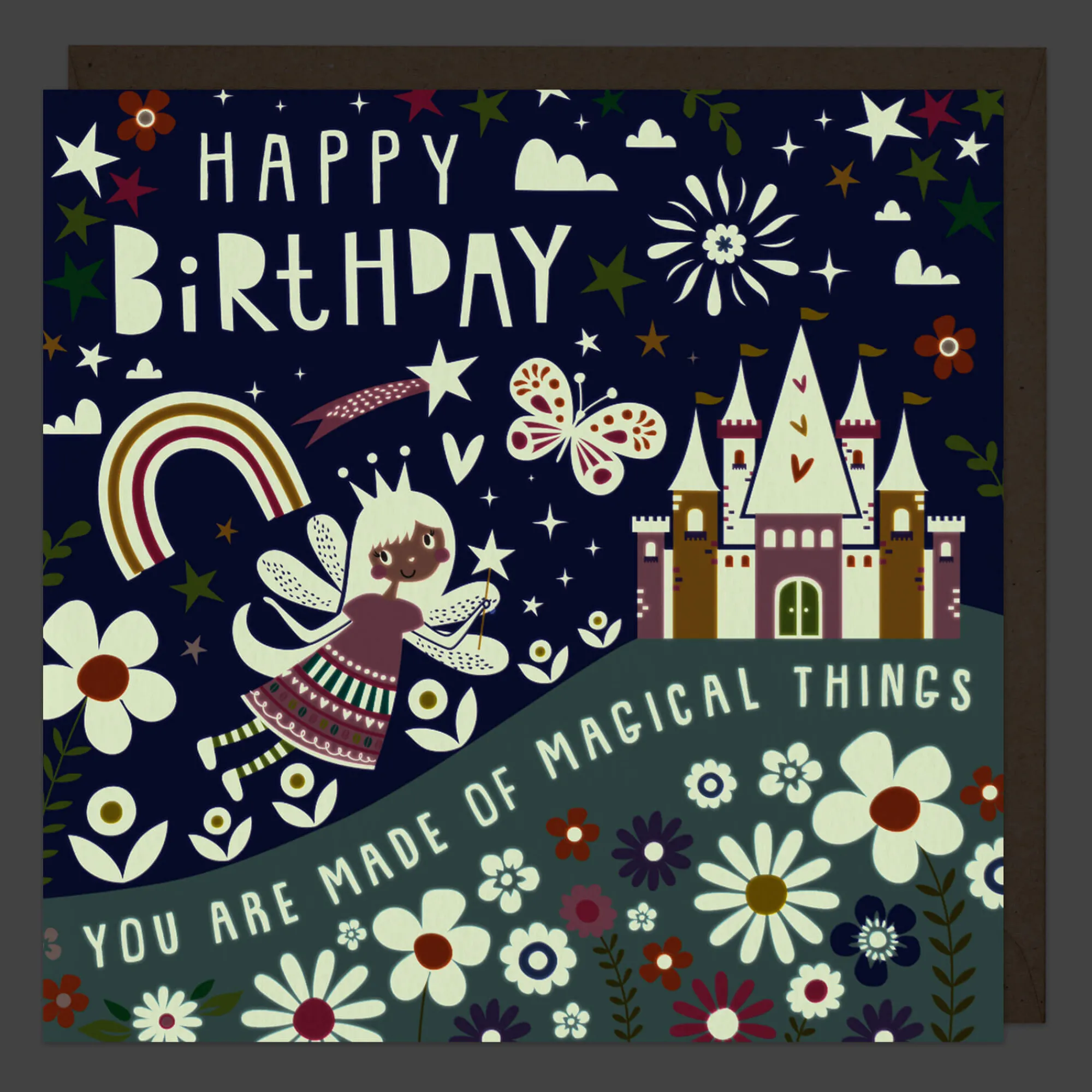 Birthday|For Children*Whistlefish Glow In The Dark Fairy Castle Birthday Card