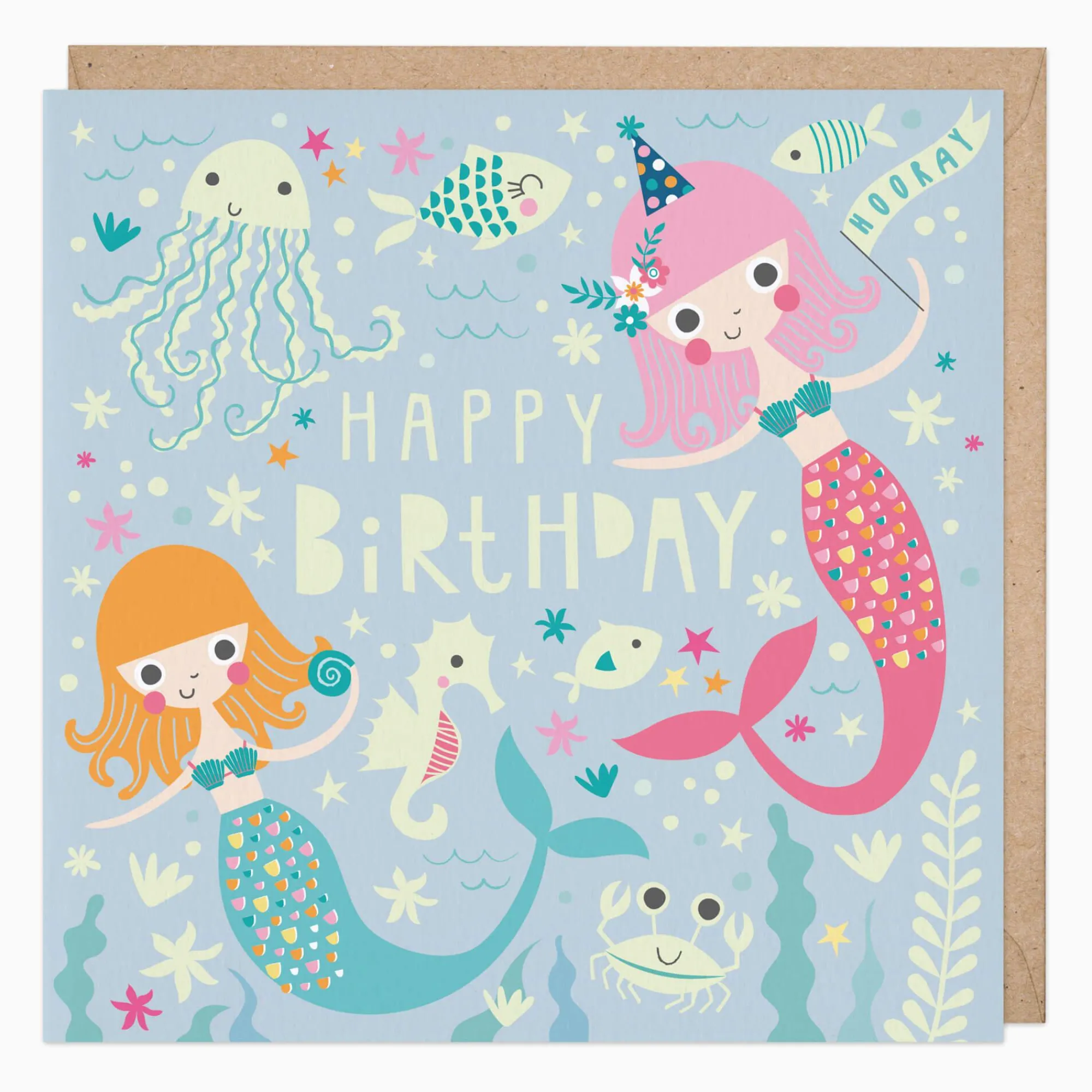 Birthday|For Children*Whistlefish Glow In The Dark Mermaids Birthday Card