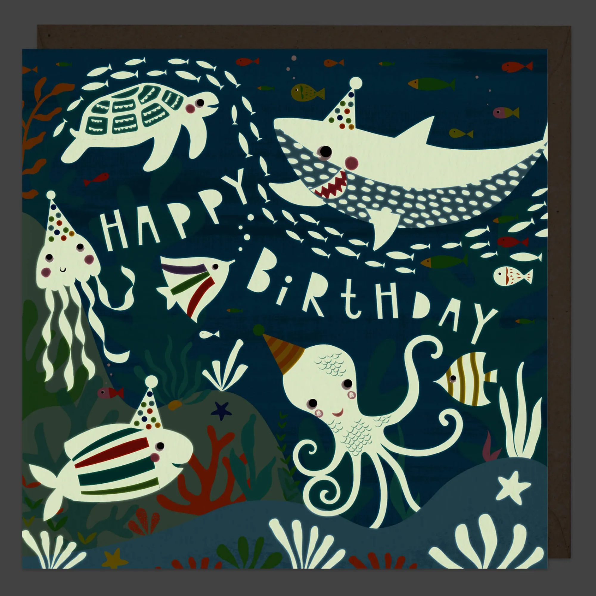Birthday|For Children*Whistlefish Glow In The Dark Underwater Birthday Card