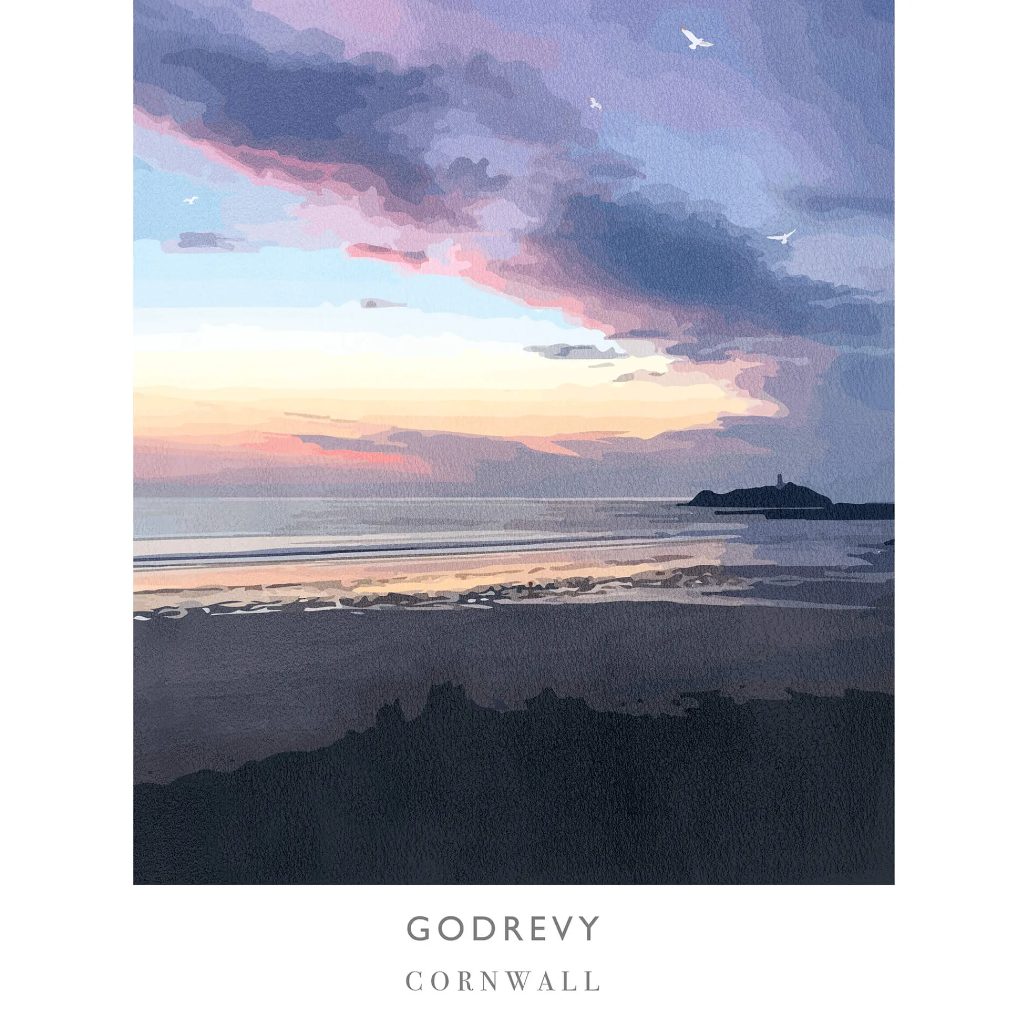 Unframed Prints*Whistlefish Godrevy Art Print