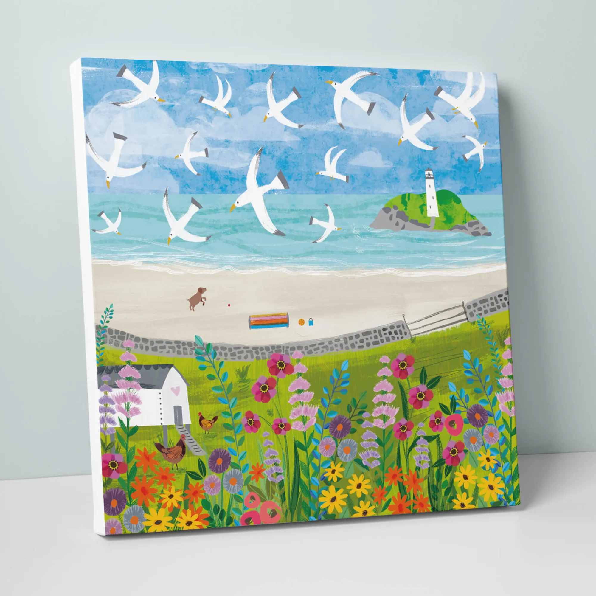 Cornwall|Coastal Scenes*Whistlefish Godrevy Flowers Canvas