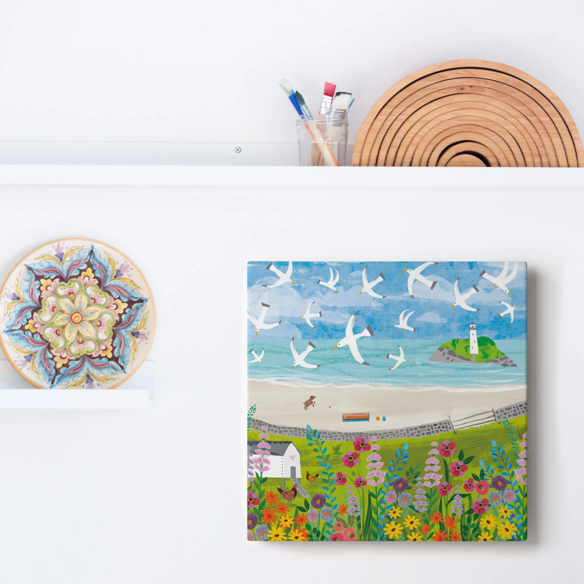 Cornwall|Coastal Scenes*Whistlefish Godrevy Flowers Canvas