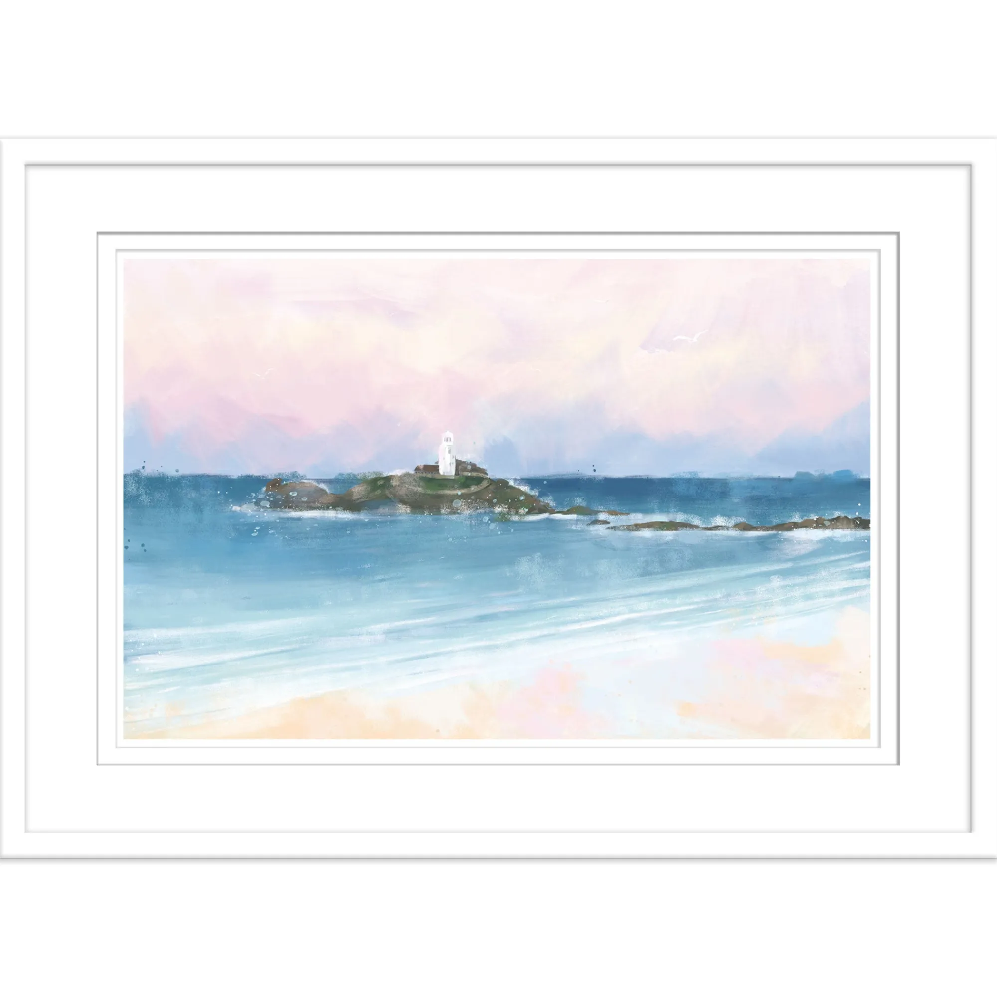 Coastal Scenes|Framed Prints*Whistlefish Godrevy Lighthouse Framed Print