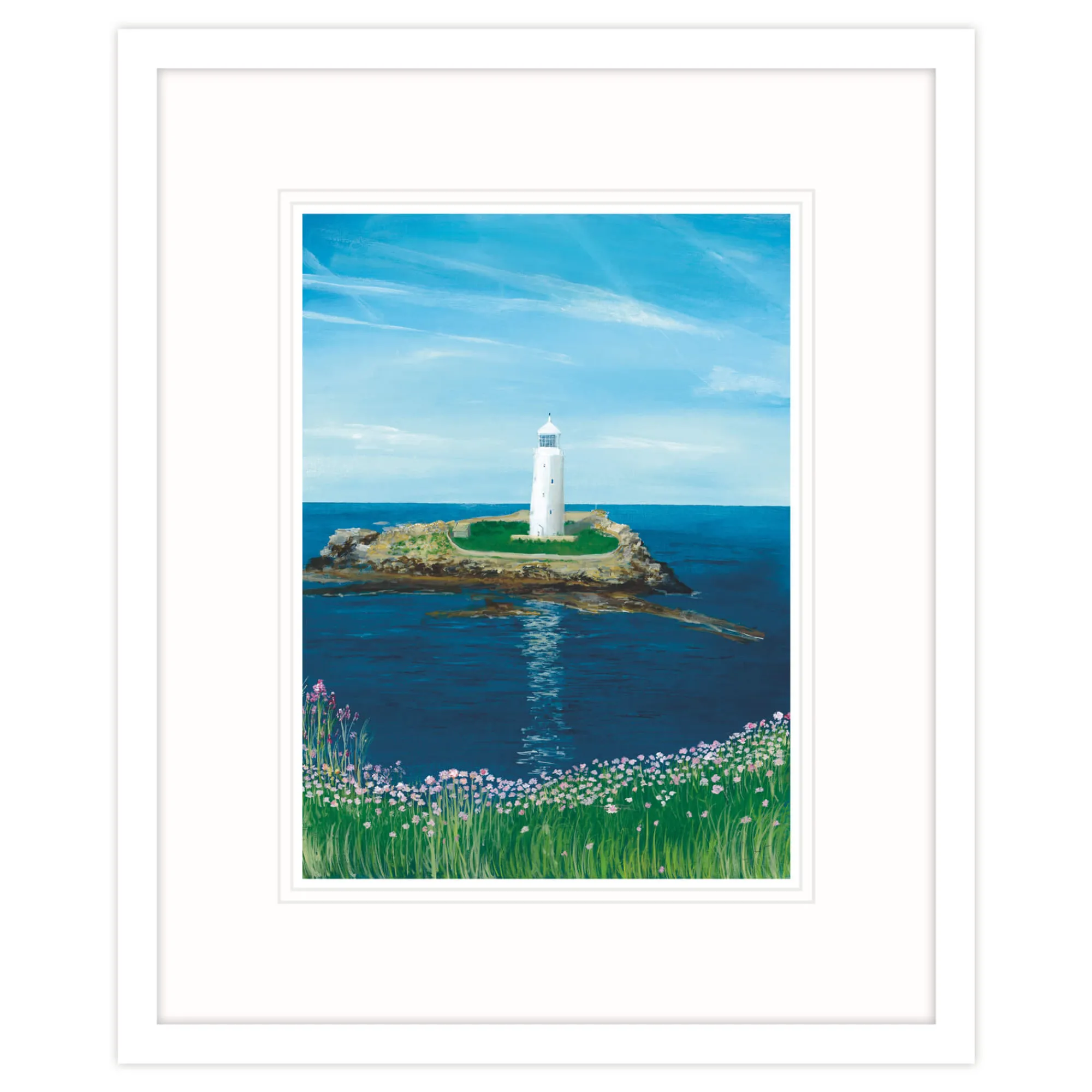 Cornwall|Coastal Scenes*Whistlefish Godrevy Lighthouse Framed Print