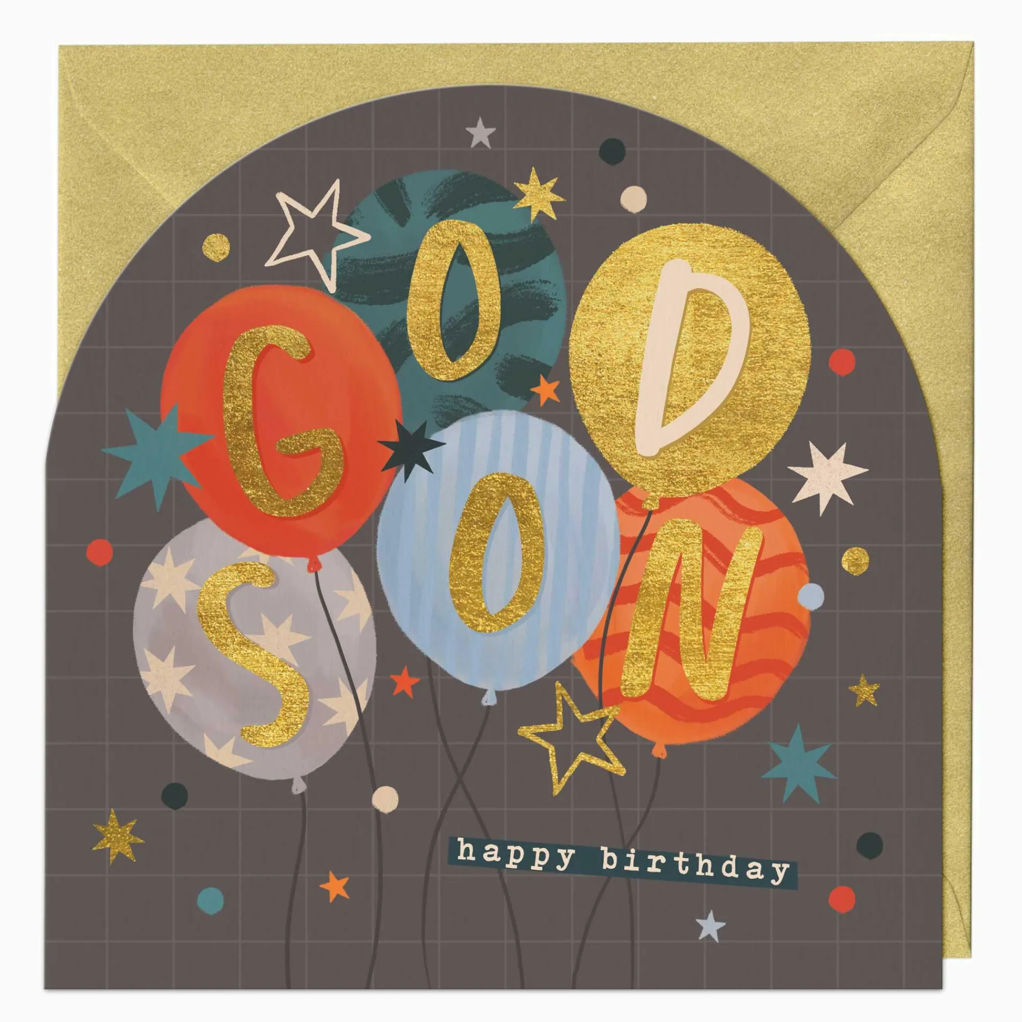 Birthday|For Relatives*Whistlefish Godson Balloons Birthday Arch Card