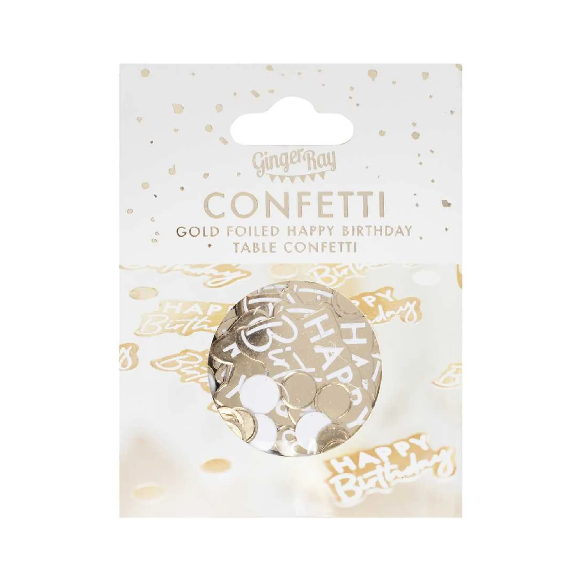 Confetti|Birthday*Whistlefish Gold And White Happy Birthday Confetti