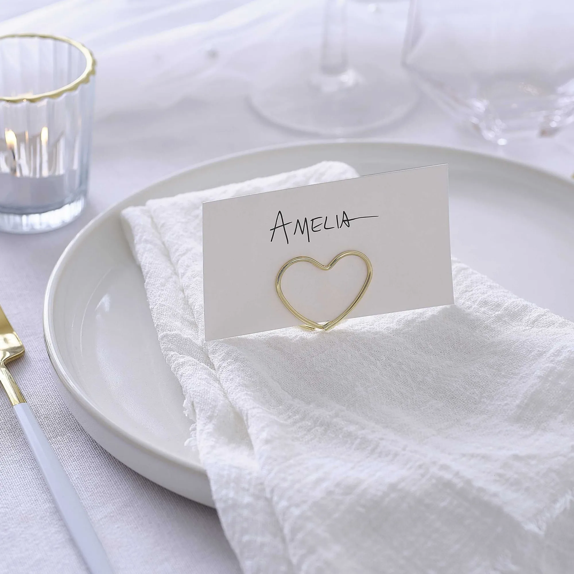 Wedding*Whistlefish Gold Heart Wedding Place Card Holders