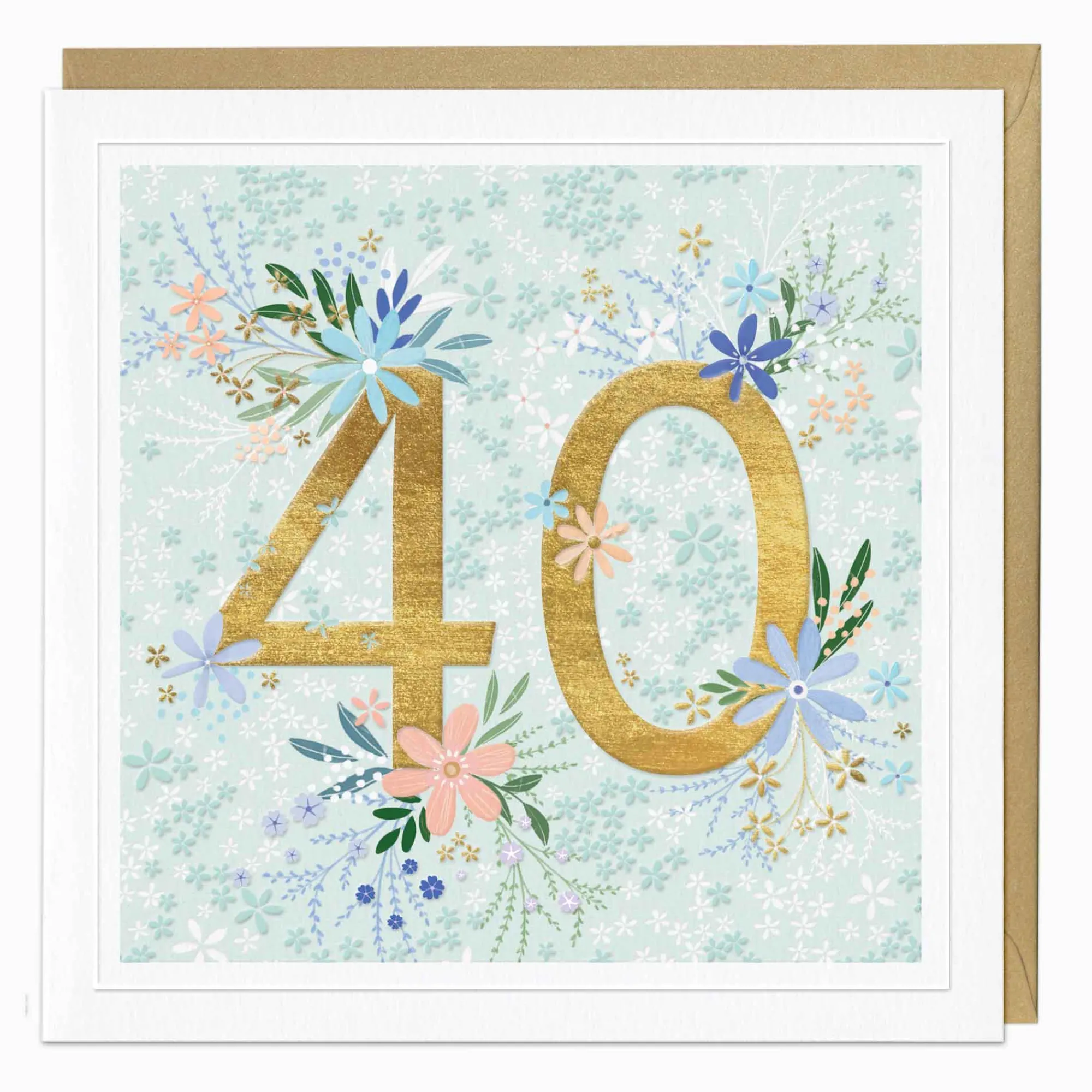 Birthday|For Her*Whistlefish Golden Bloom 40th Birthday Card